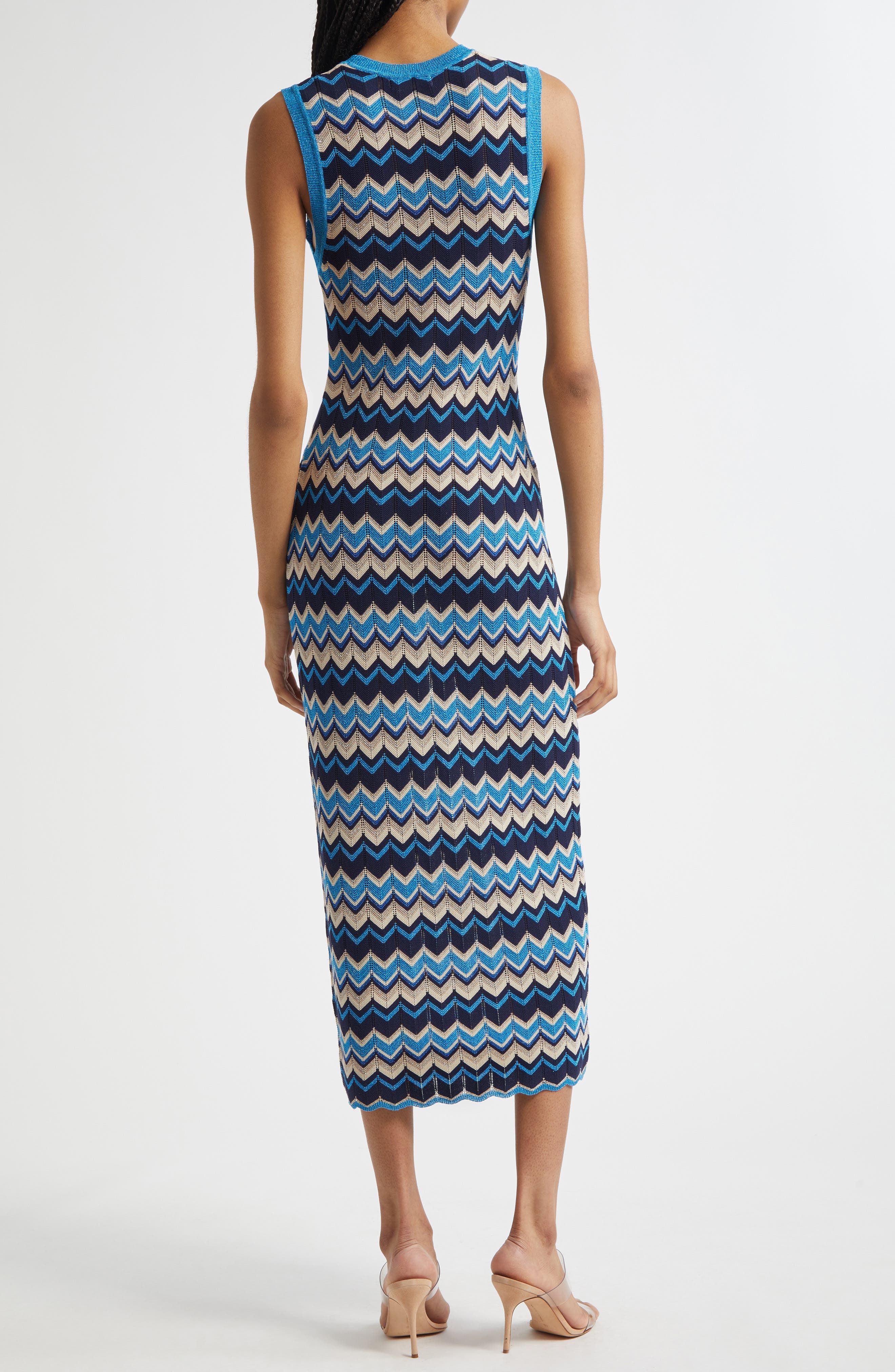 Declan Metallic Chevron Stripe Cotton Blend Sweater Dress - image 2