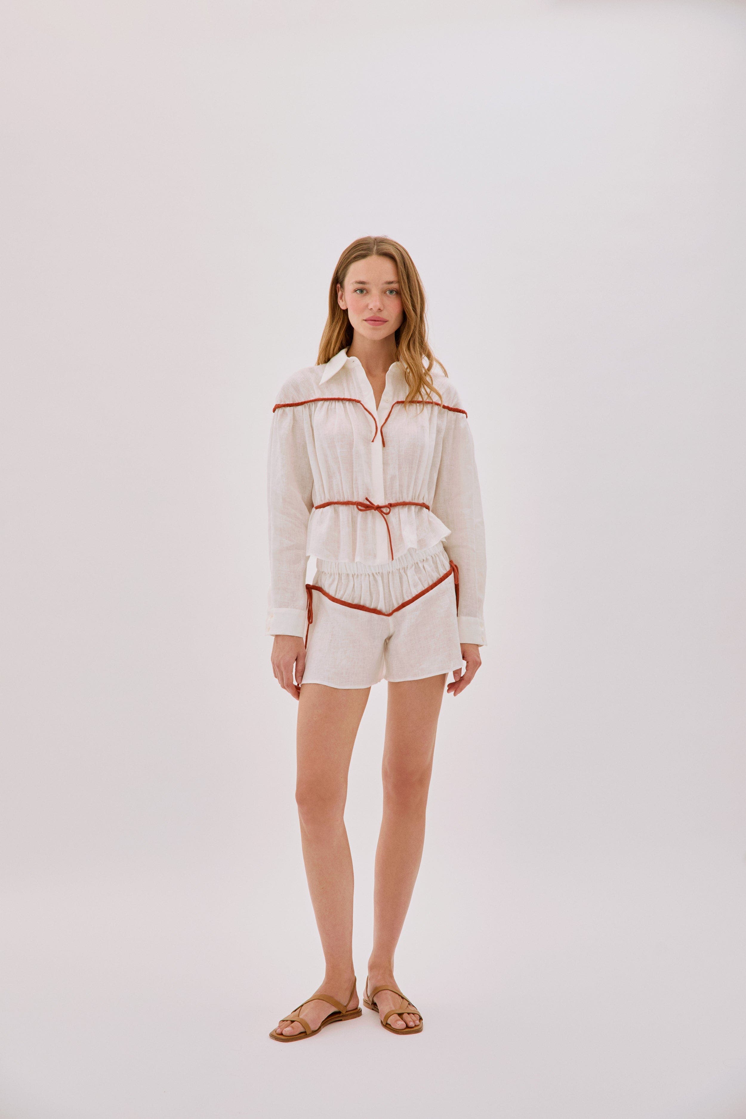 Colette Linen Tie Shirt - image 1