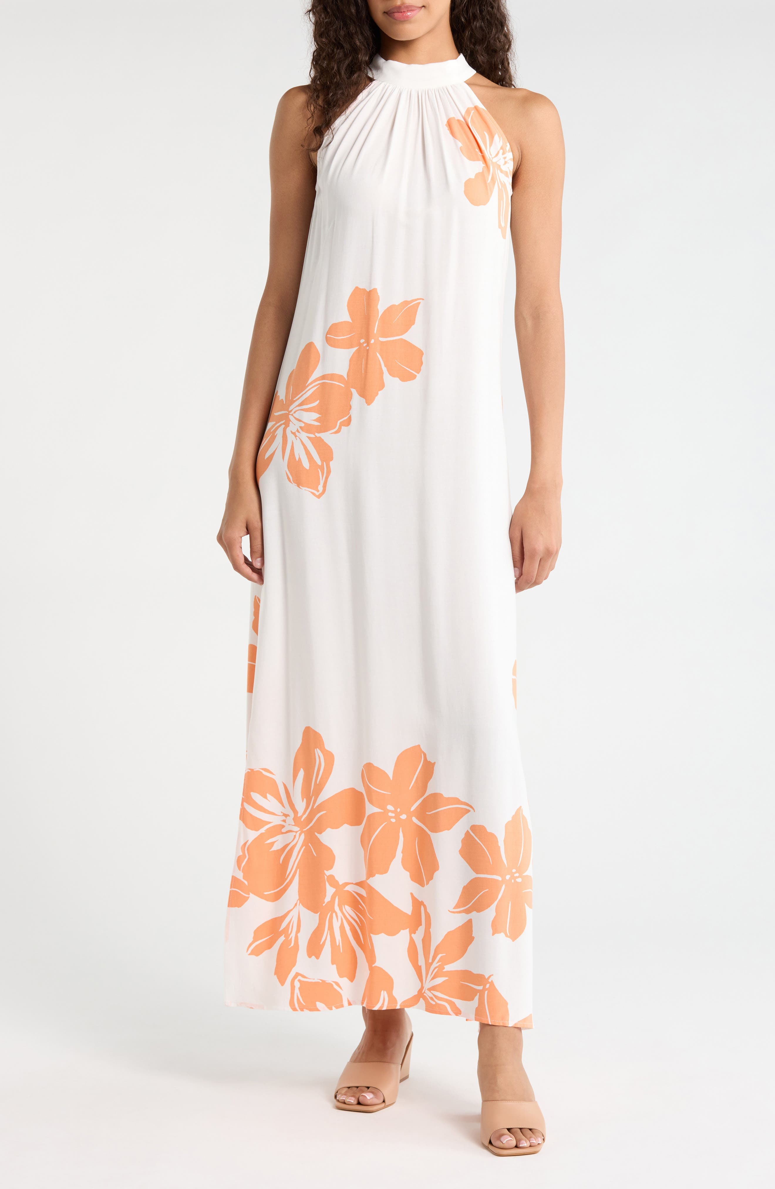 Mock Neck Trapeze Maxi Dress - image 1