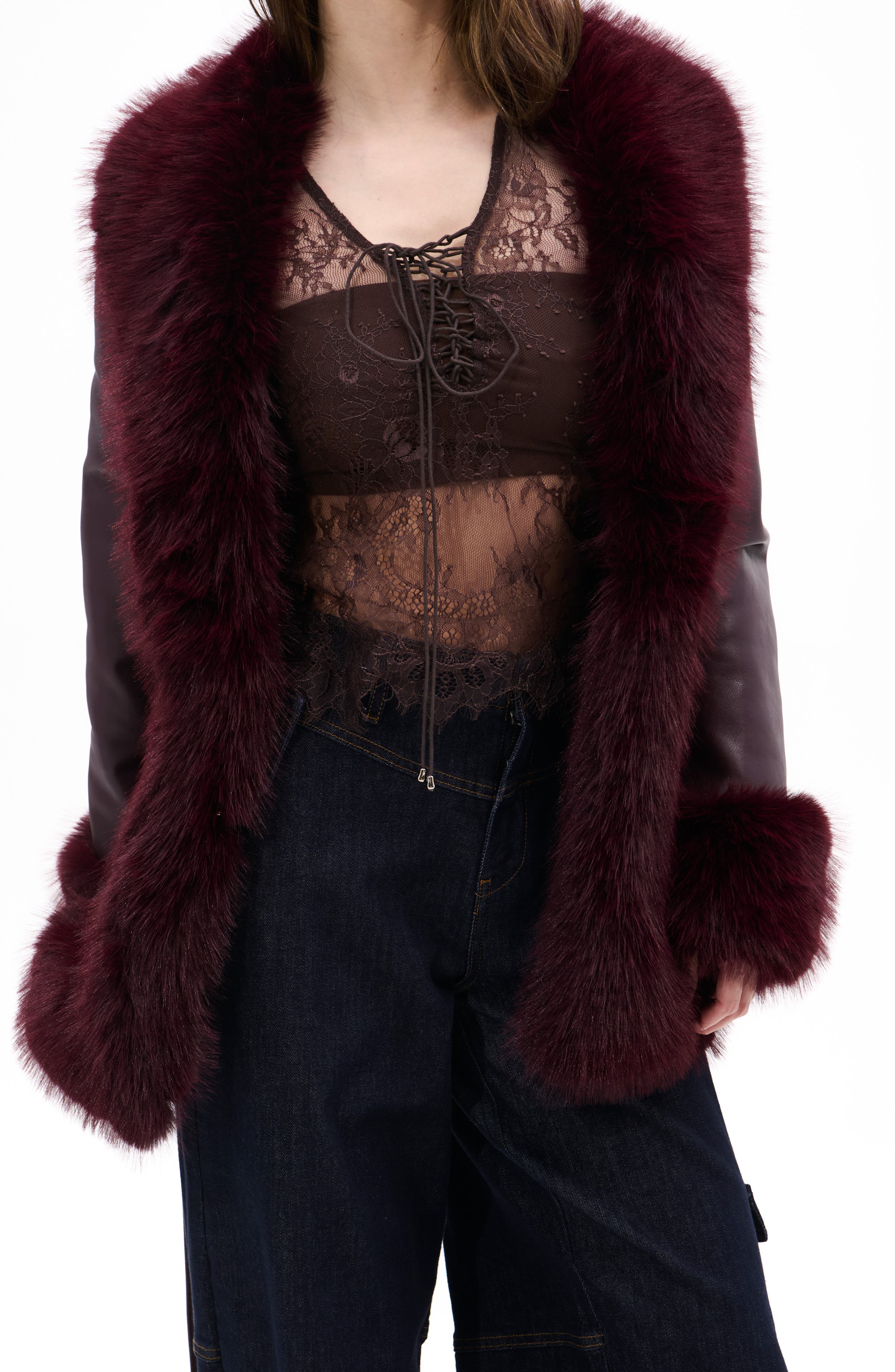 Kenzy Faux Leather & Faux Fur Coat - image 1