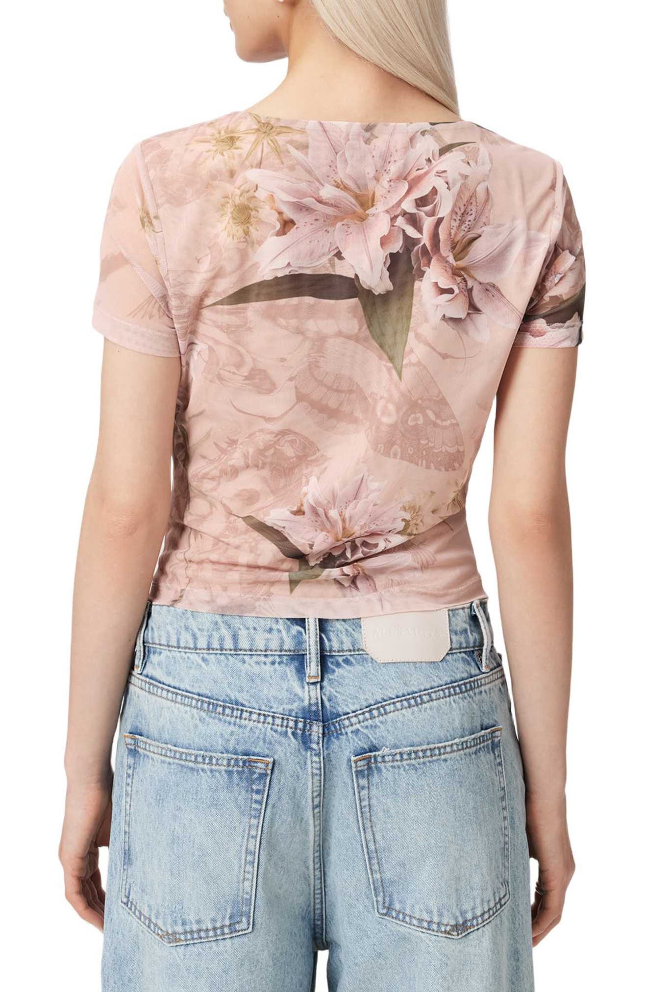 Gabby Floral Print Mesh Top - image 4