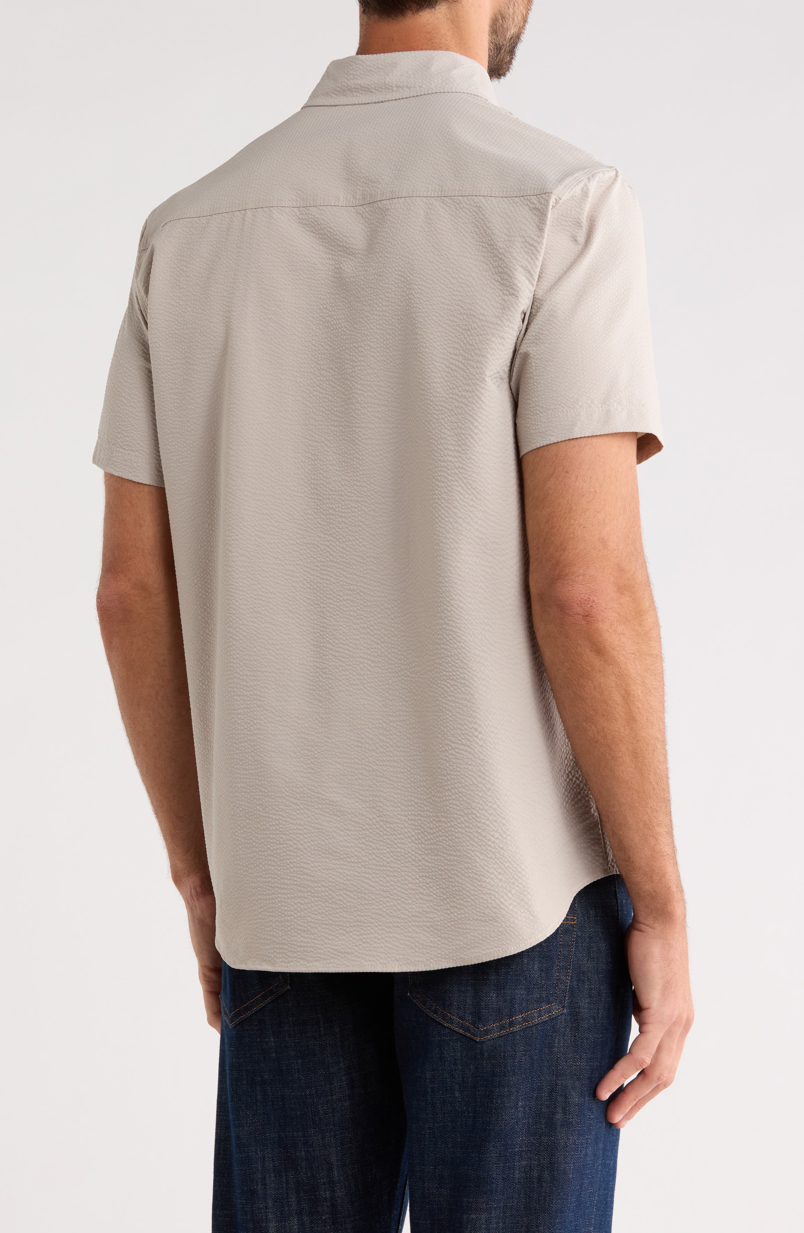Seersucker Short Sleeve Button-Down Shirt - image 4