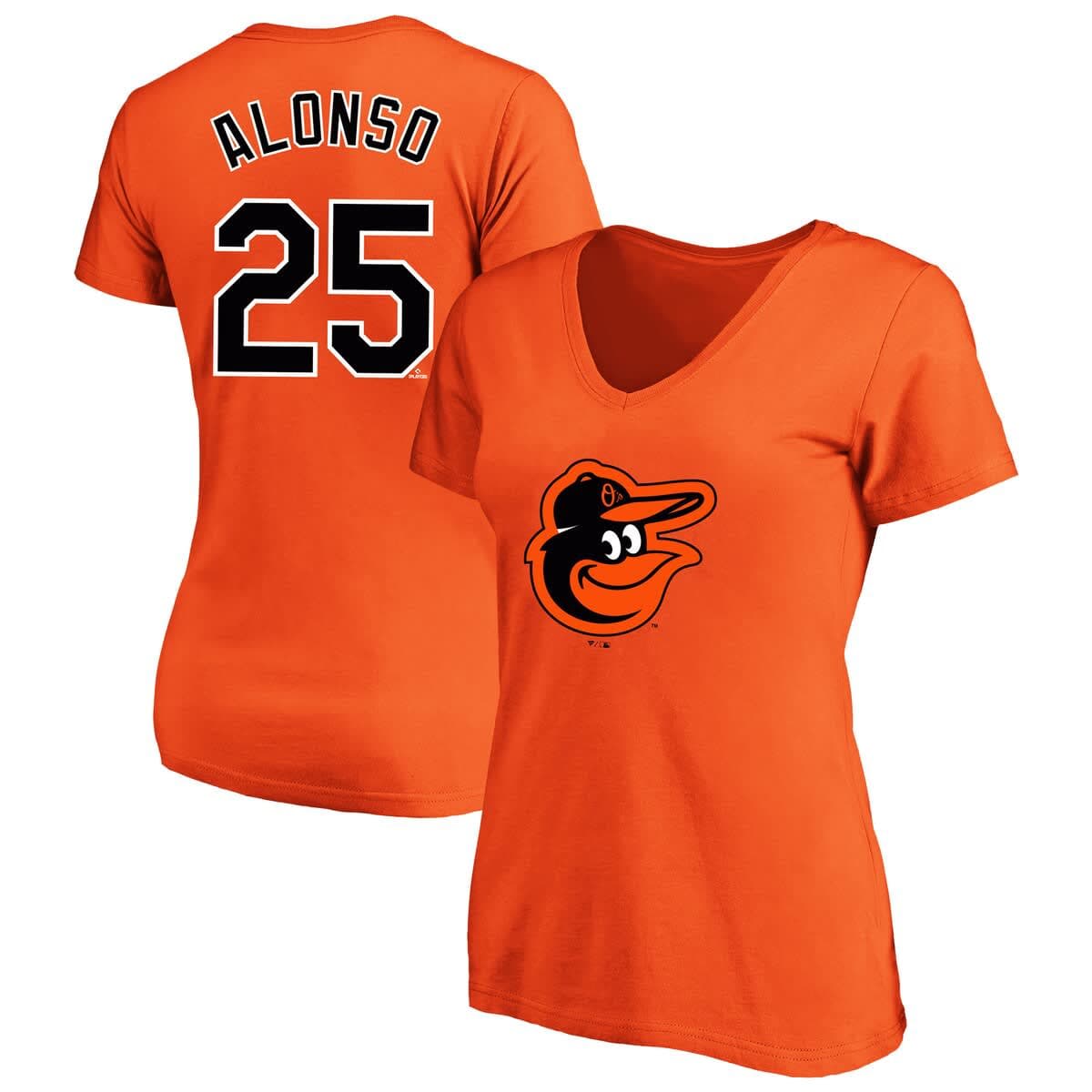Women's Profile Pete Alonso Orange Baltimore Orioles Plus Size Name & Number V-Neck T-Shirt - image 1