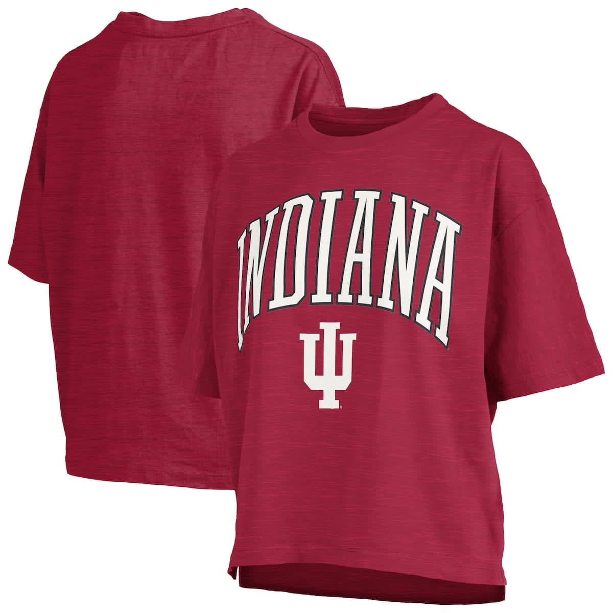 Women's Pressbox Crimson Indiana Hoosiers Nelson Arch Over Logo Waist Length Oversized Slub T-Shirt - image 1
