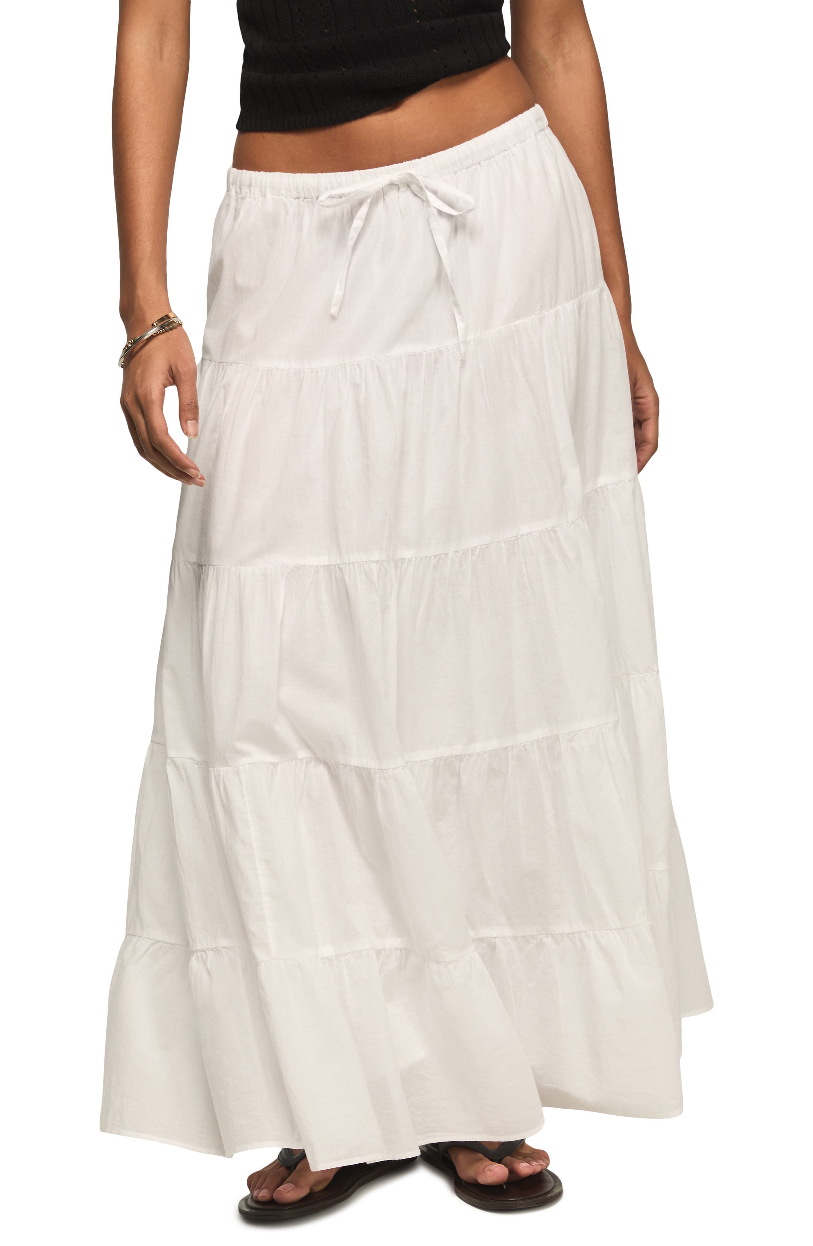 Tiered Poplin Maxi Skirt - image 1