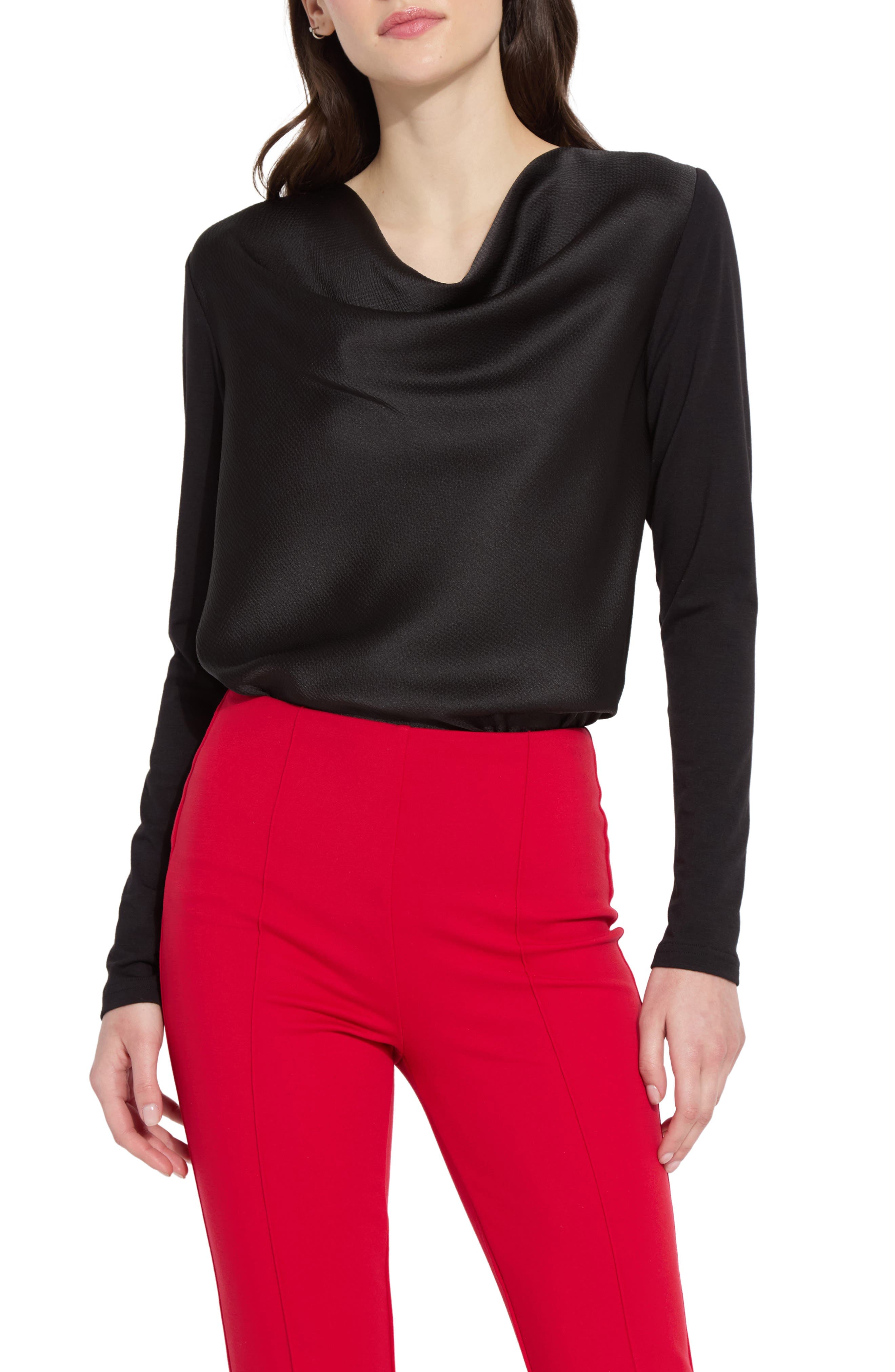 Ingrid Cowl Neck Mix Media Top - image 1