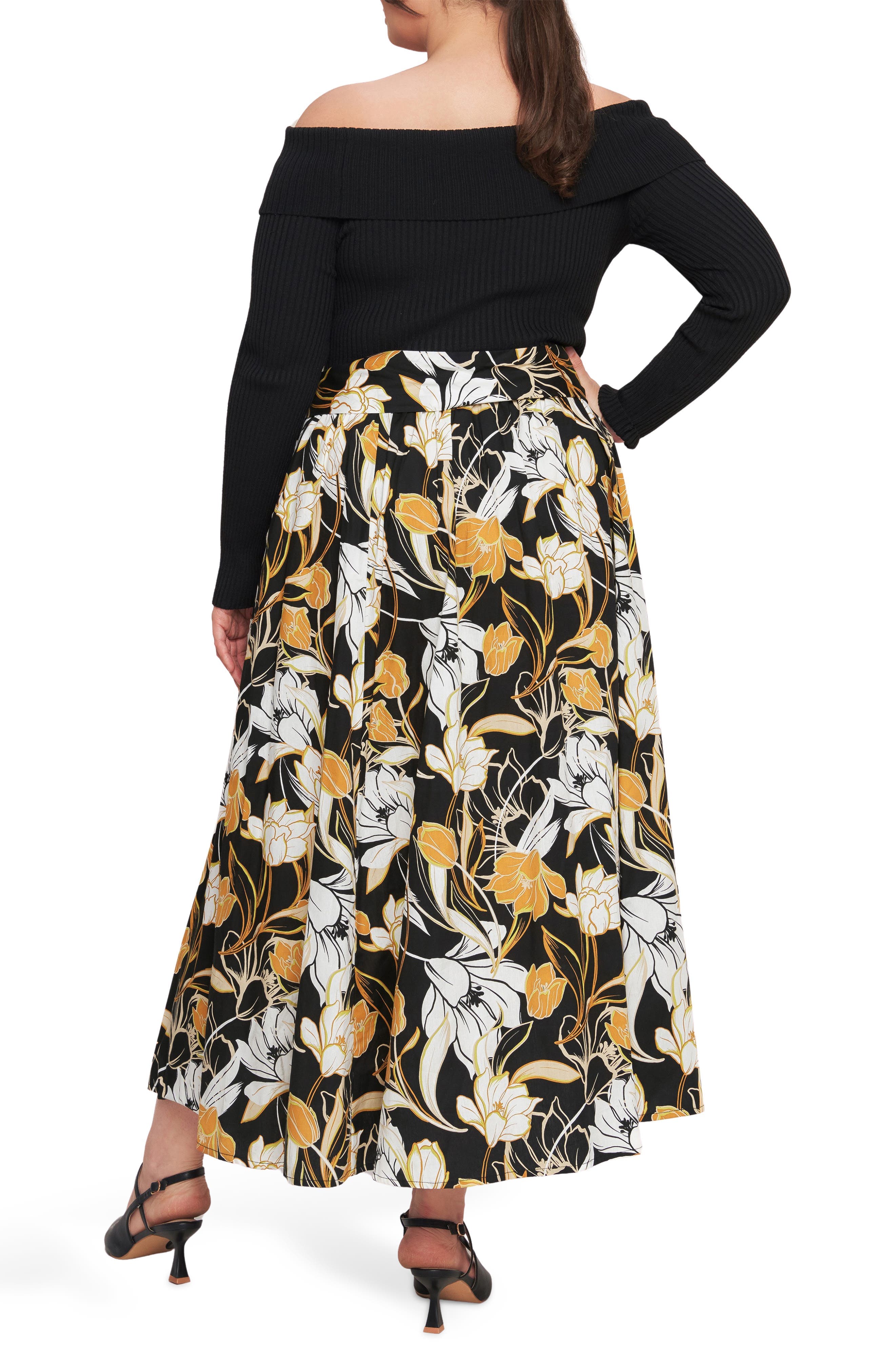 Off the Shoulder Long Sleeve Mixed Media Dress - image 2