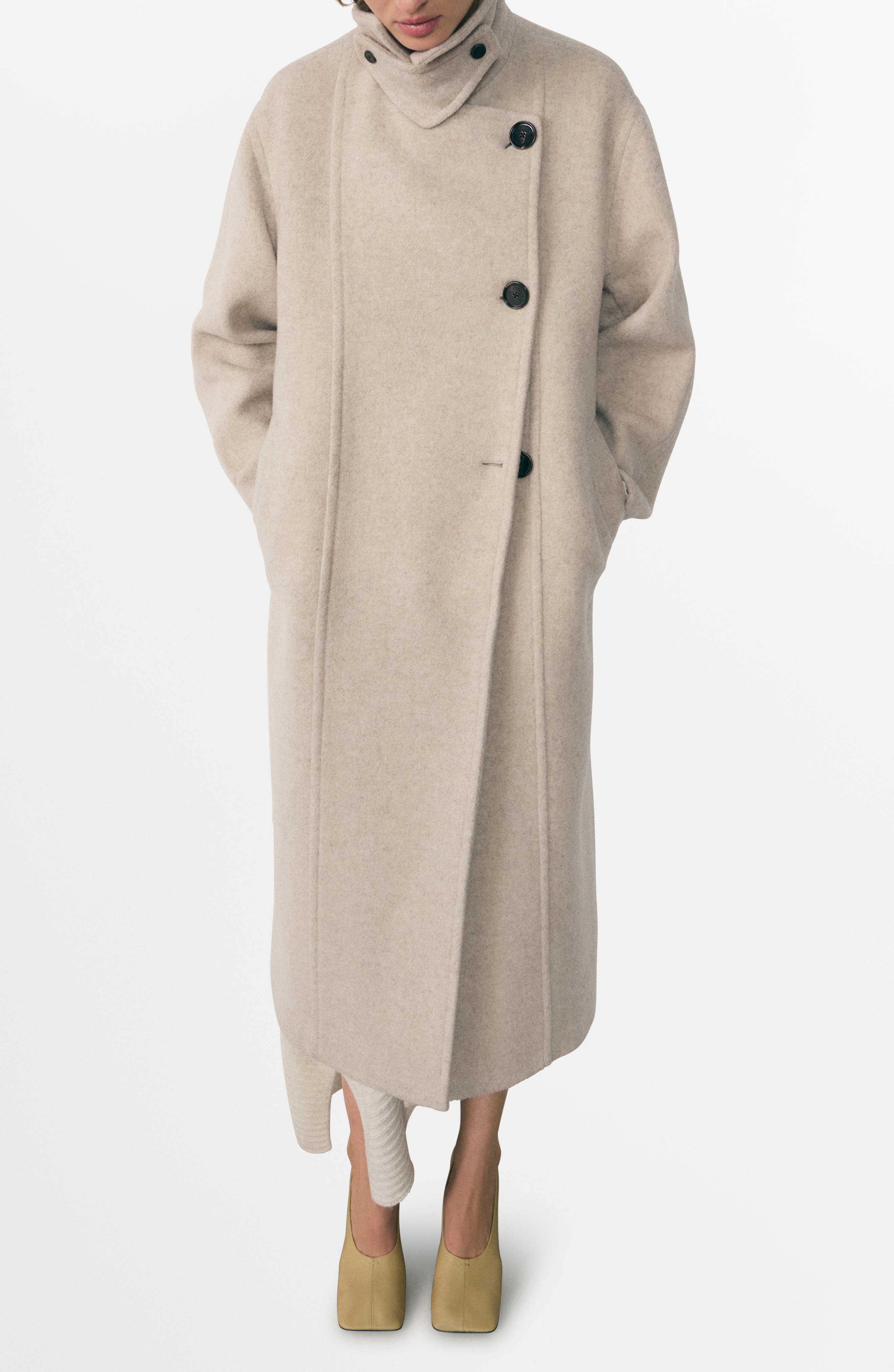 Asymmetric Double Breasted Wool Blend Coat - image 1