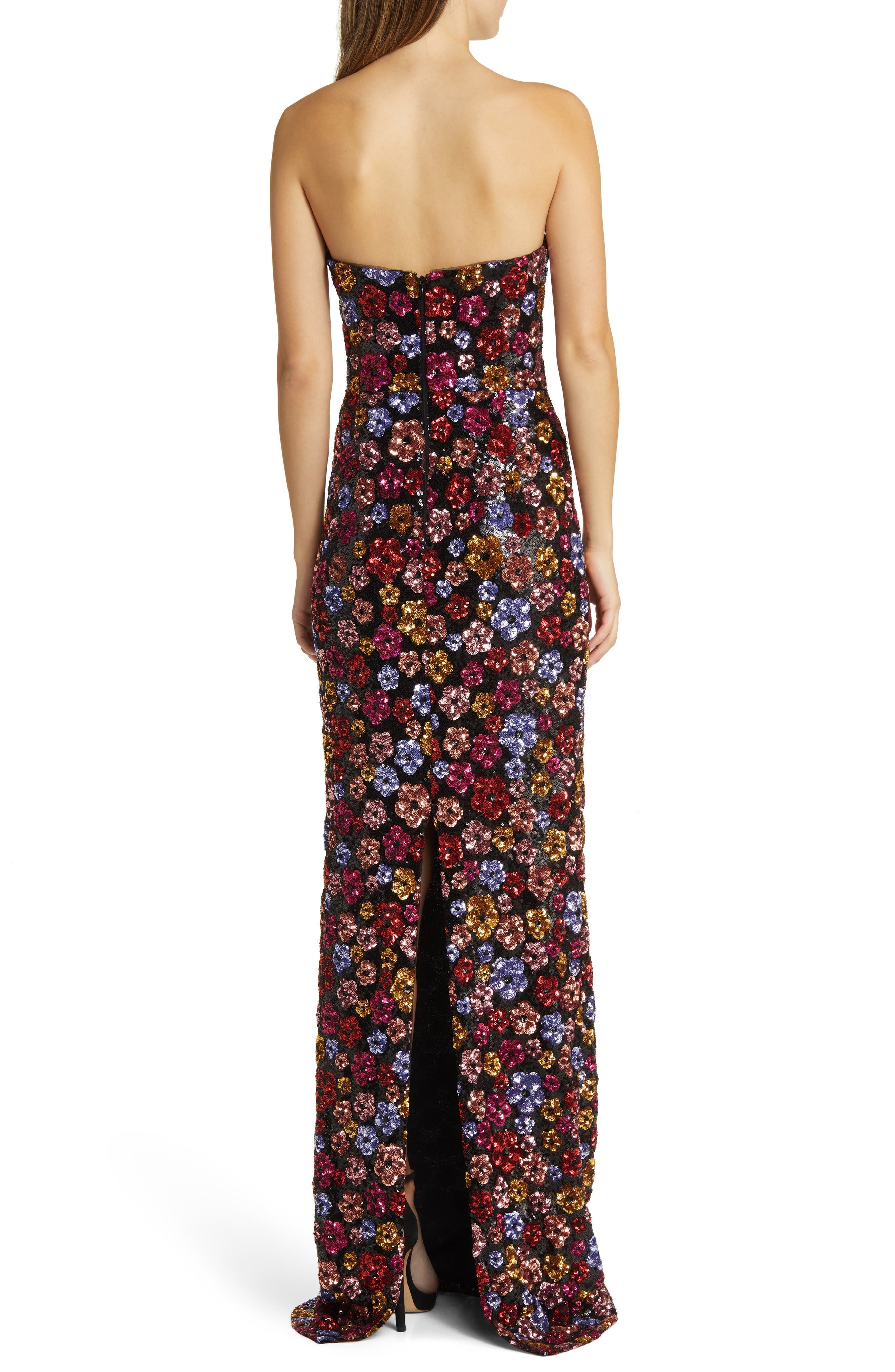 Sequin Bouquets Strapless Column Gown - image 2