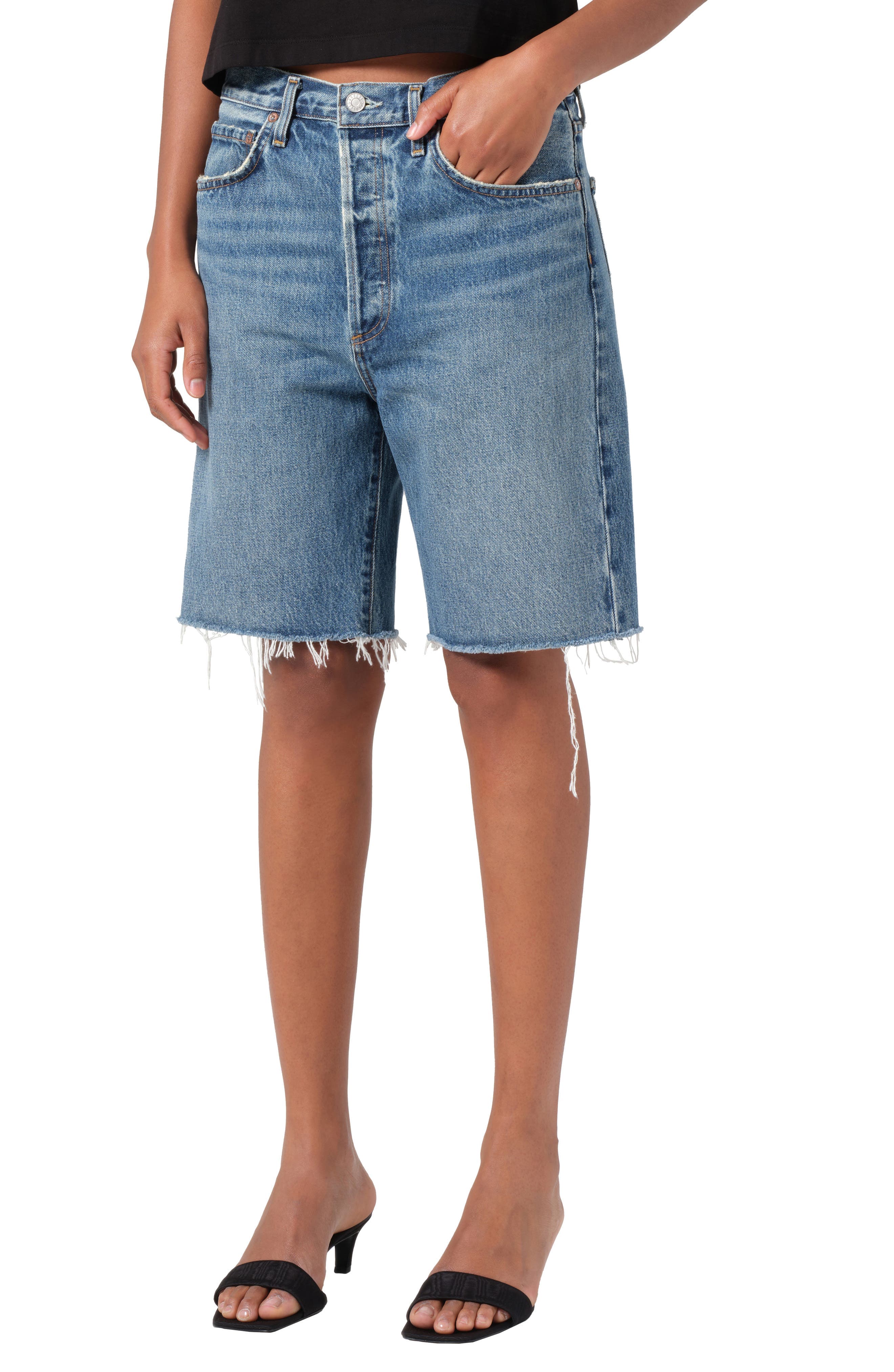 '90s Long Cutoff Denim Shorts - image 1