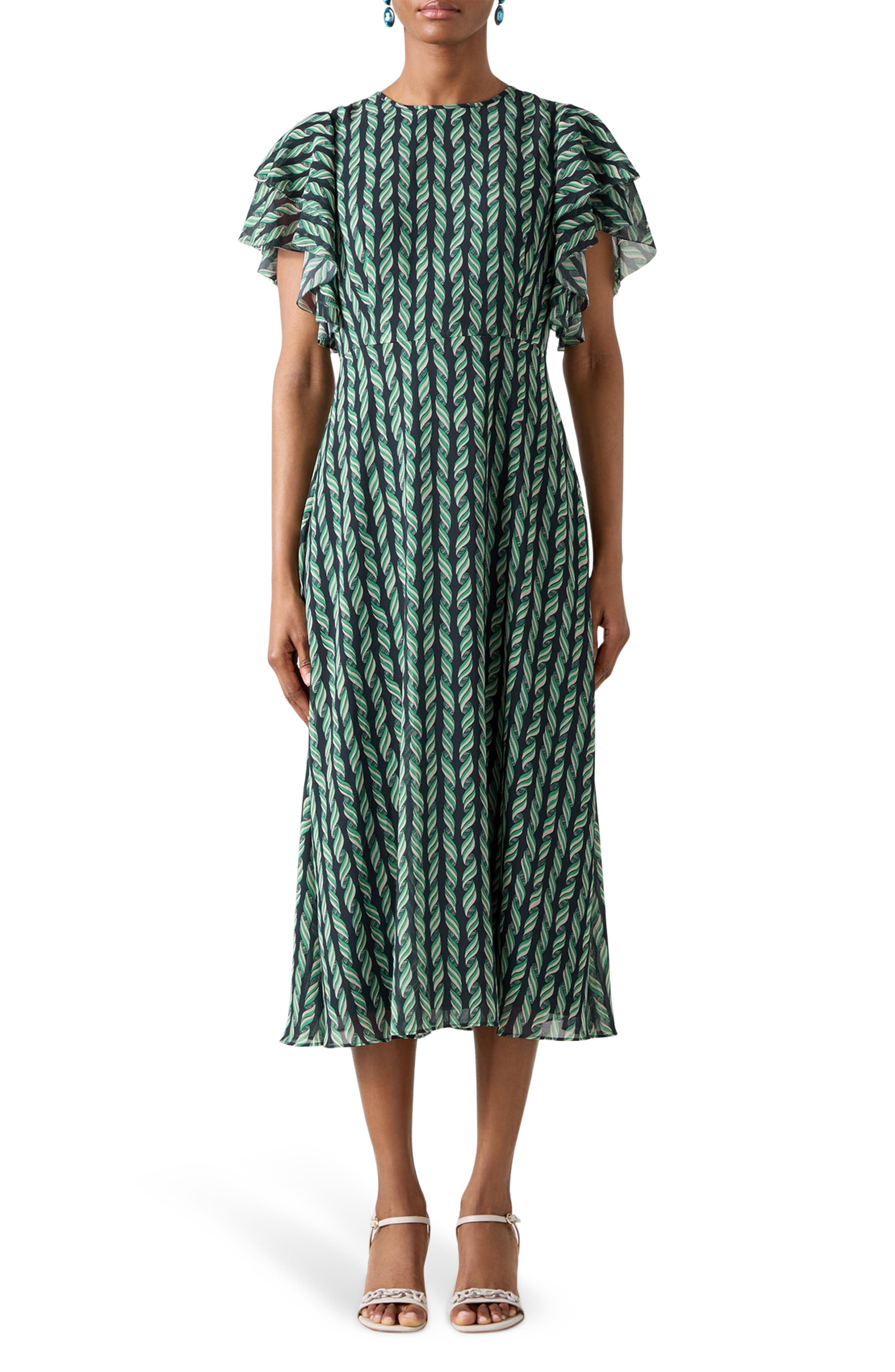 Short Sleeve A-Line Midi Dress - image 1