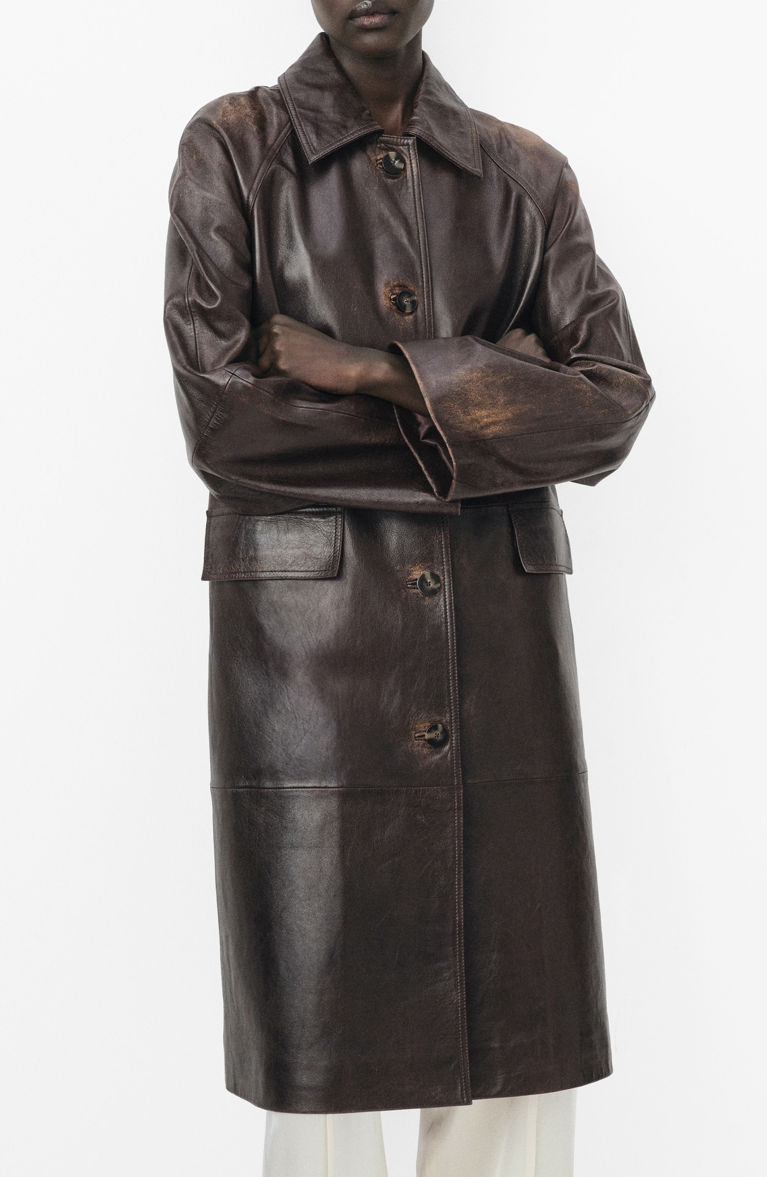 Selection Longline Leather Coat - image 1