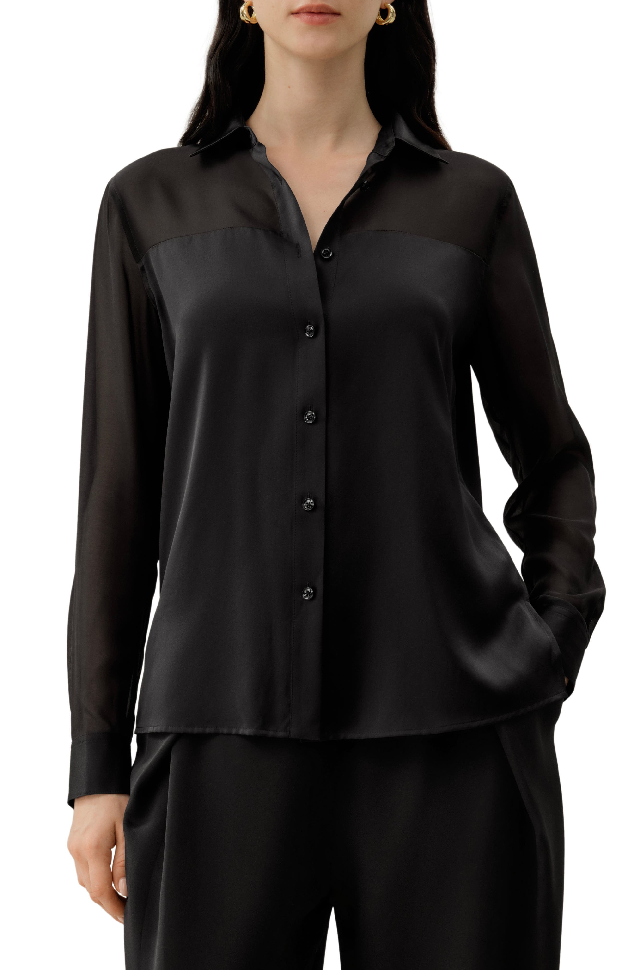 Button Down Silk Organza Shirt - image 1
