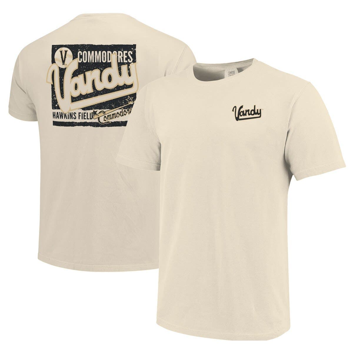 Men's Cream Vanderbilt Commodores Baseball Throwback Comfort Color T-Shirt - image 1