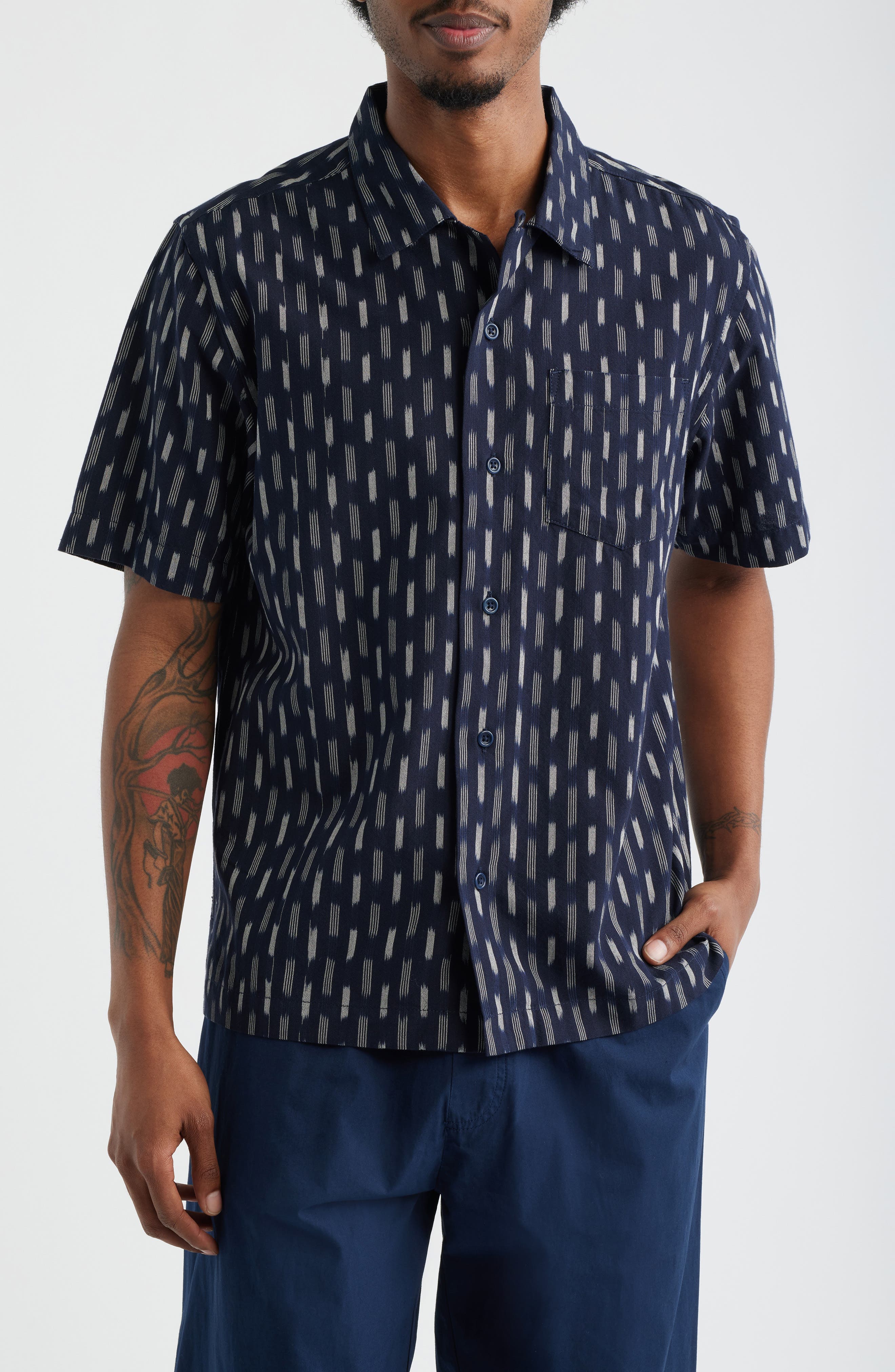 Ikat Short Sleeve Button-Up Shirt - image 1