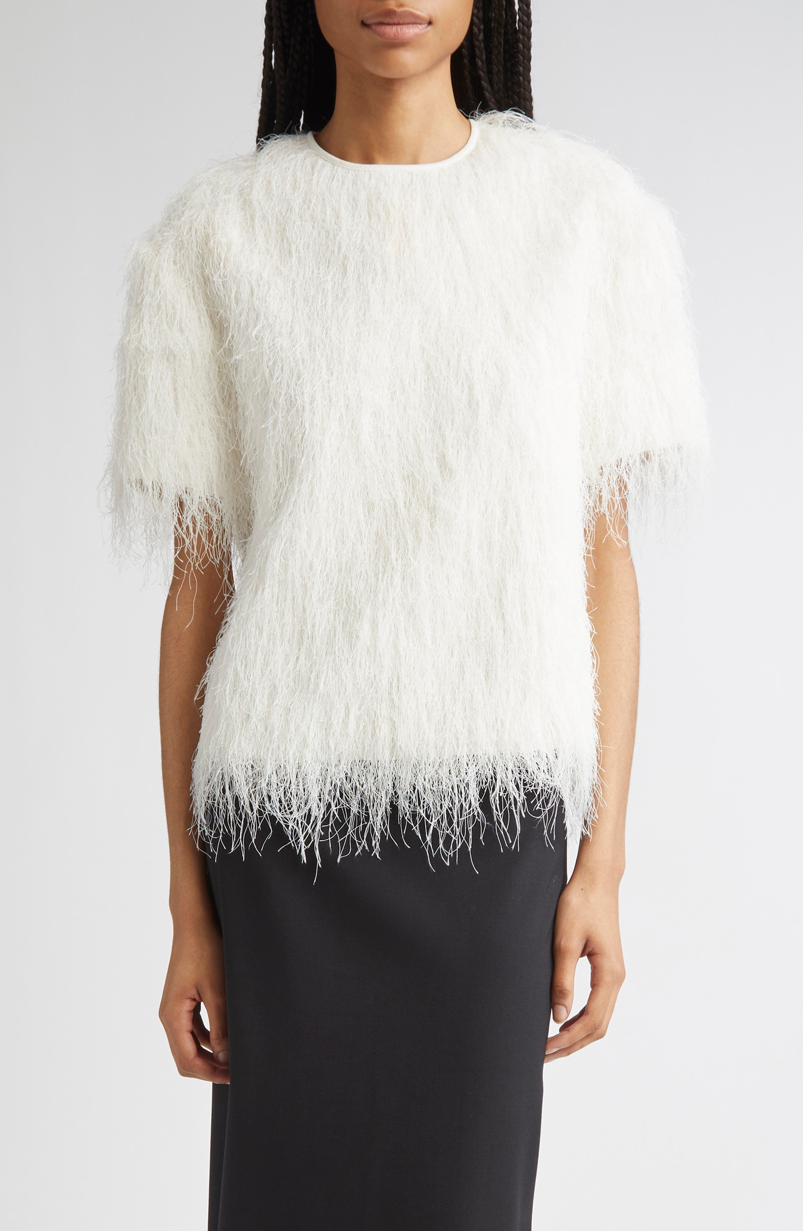 Zaro Short Sleeve Fringe Top - image 1