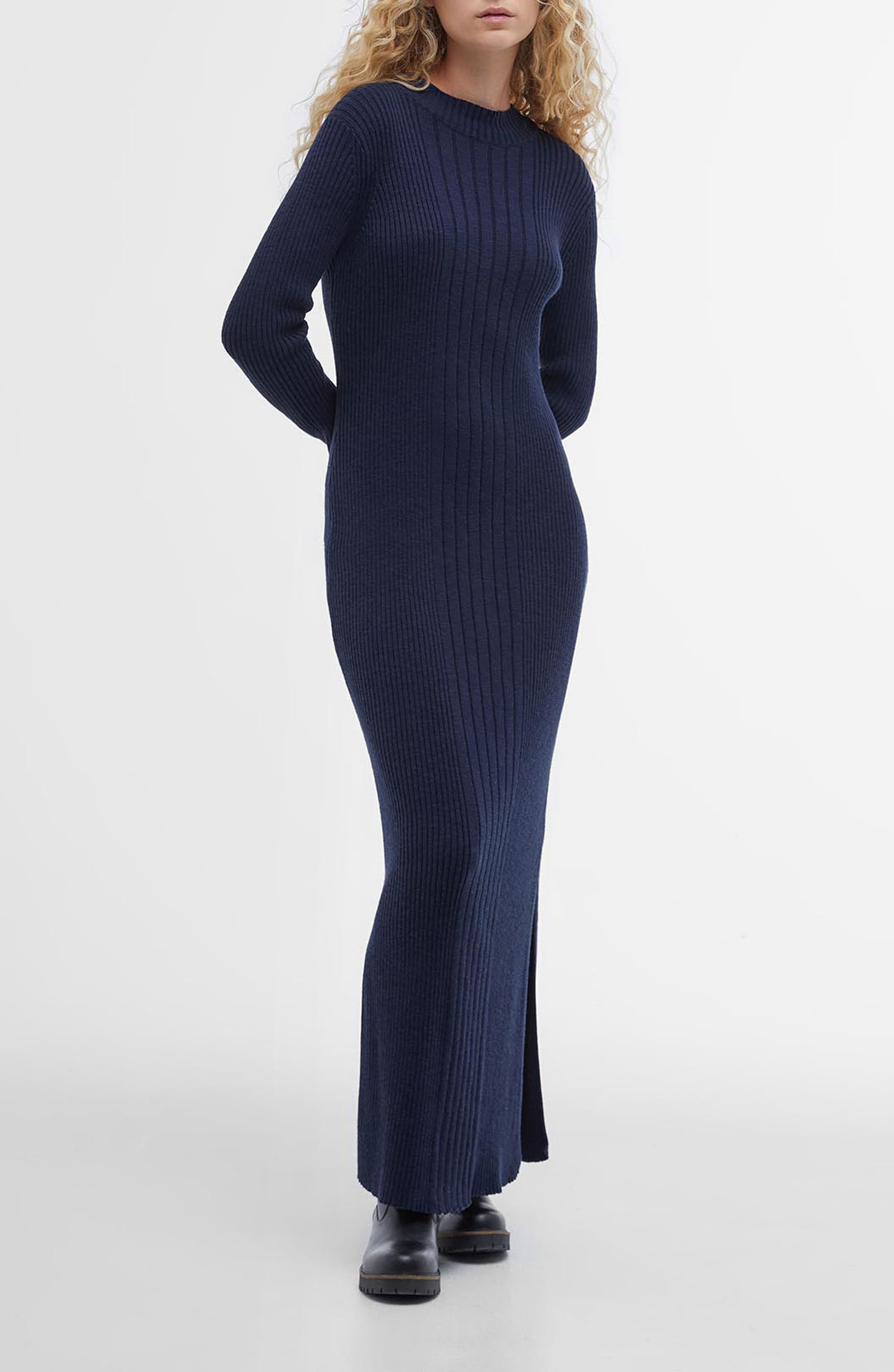 Ingrid Long Sleeve Cotton Rib Sweater Dress - image 1