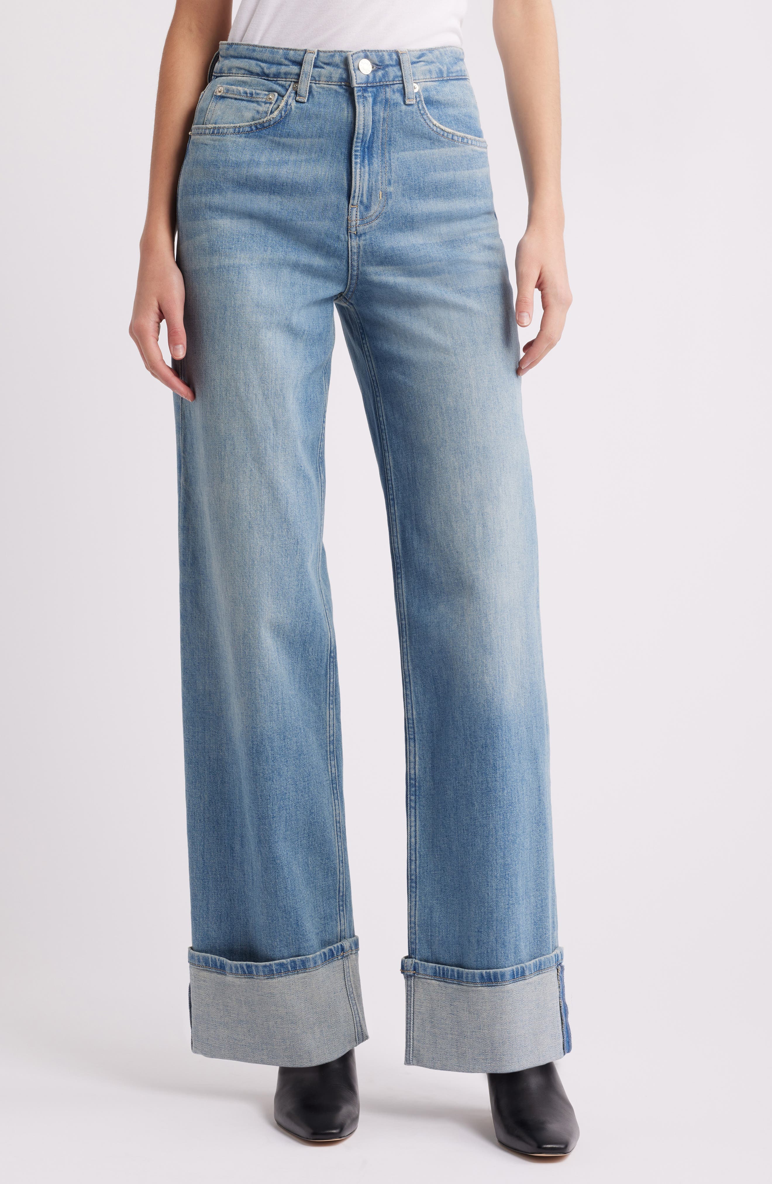 Getty High Waist Cuffed Wide Leg Jeans - image 1