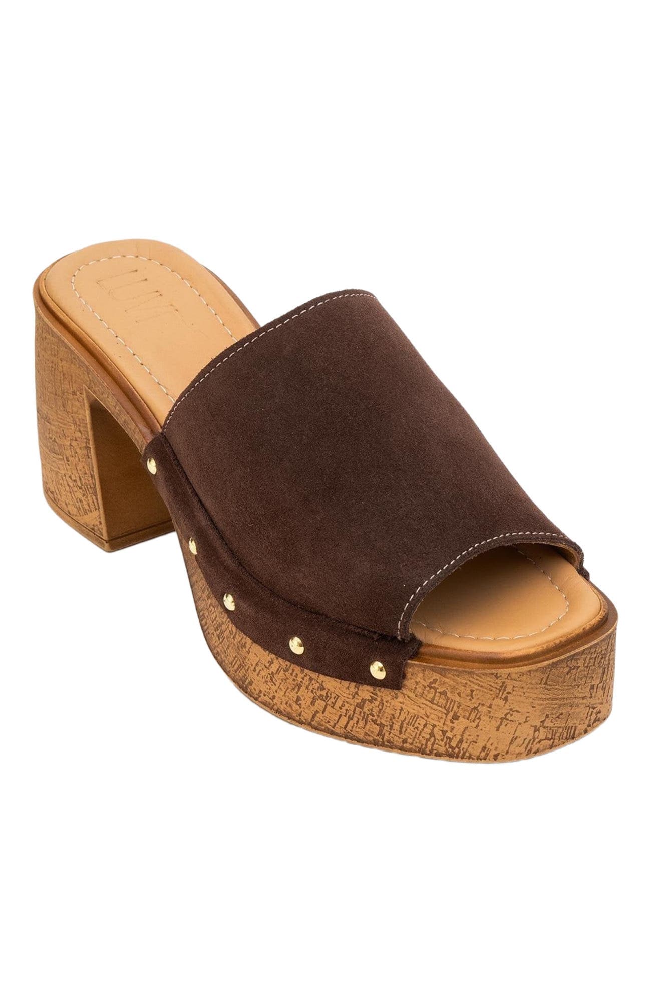 Pull Leather Platform Mules