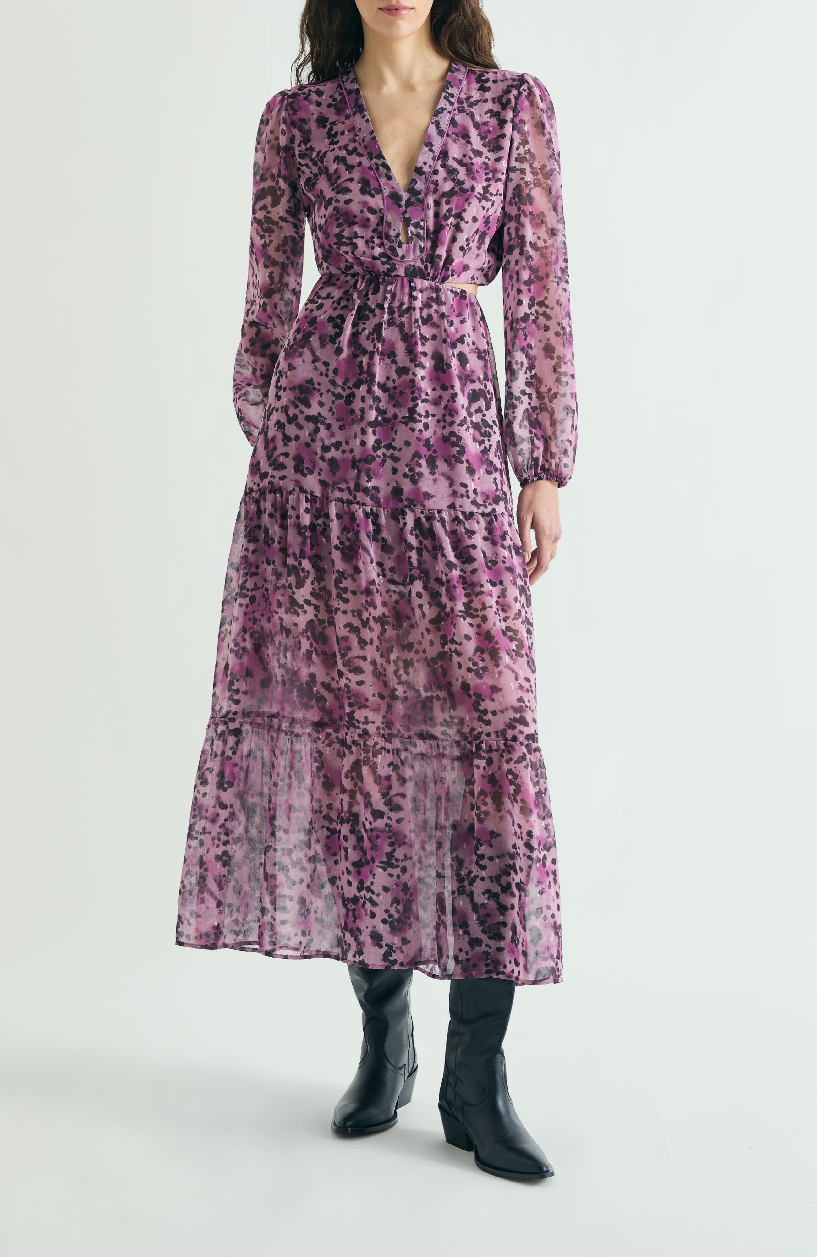 Midi Dress Print Slits - image 1
