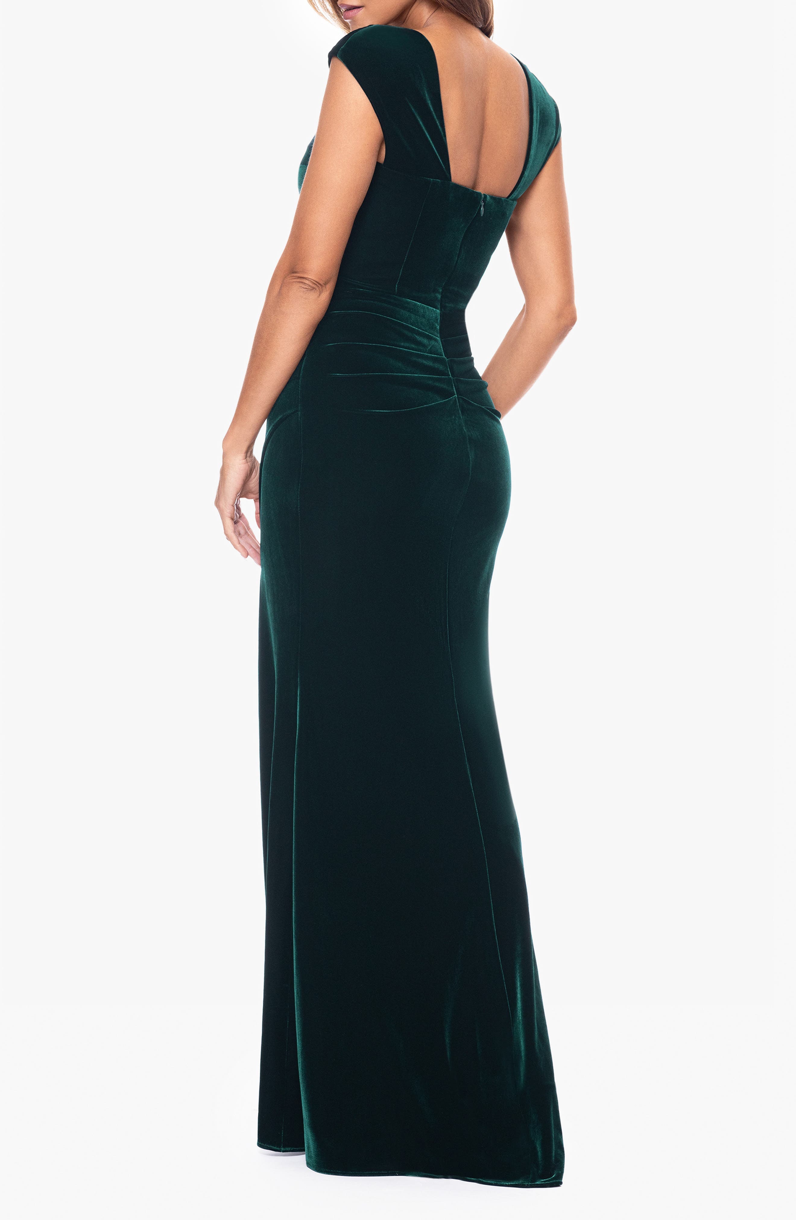Square Neck Stretch Velvet Gown - image 2
