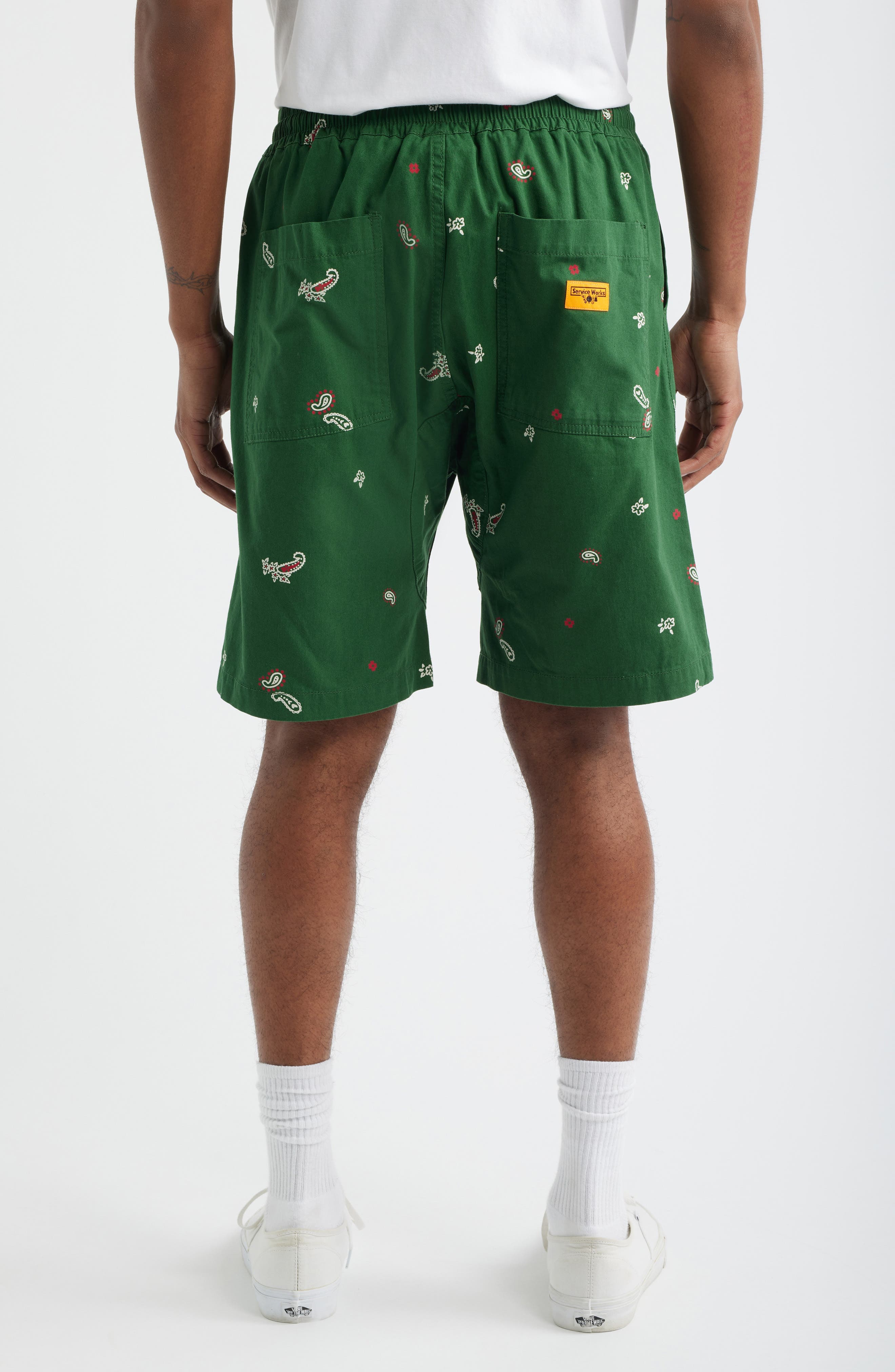 Paisley Organic Cotton Poplin Drawstring Chef Shorts - image 2