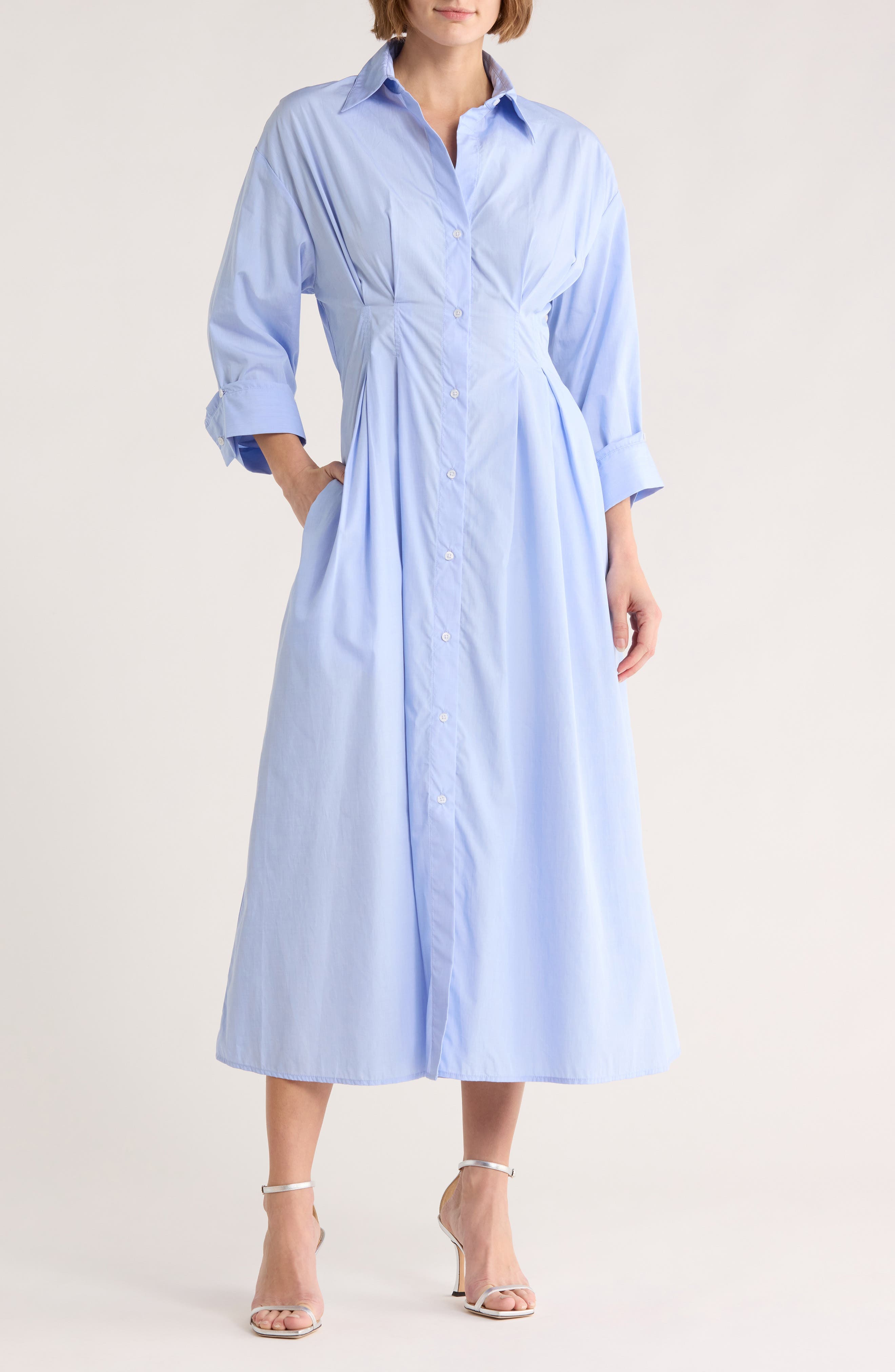 Long Sleeve Cotton Shirtdress - image 1
