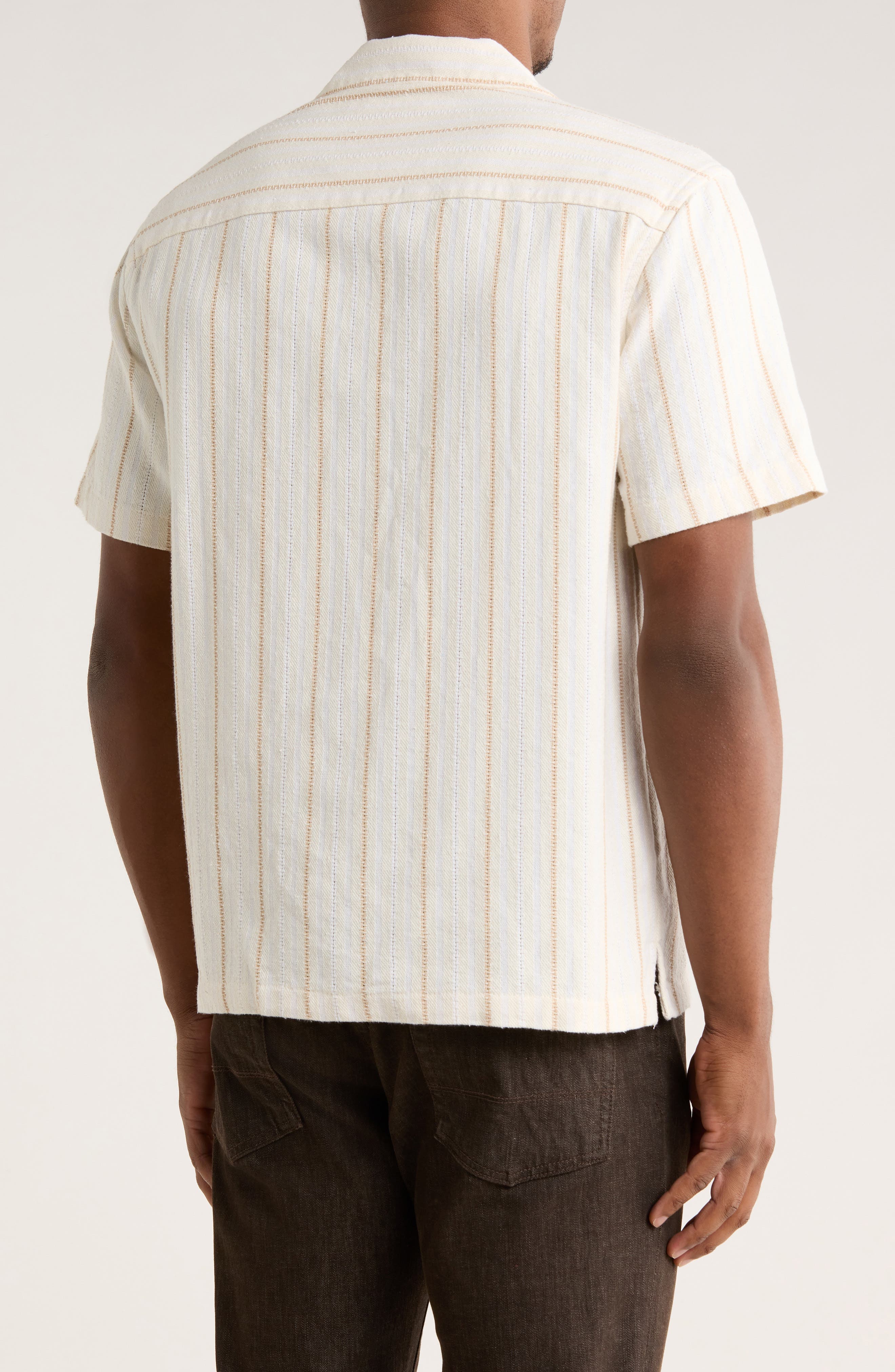 Relaxed Fit Stripe Textured Camp Shirt - image 2