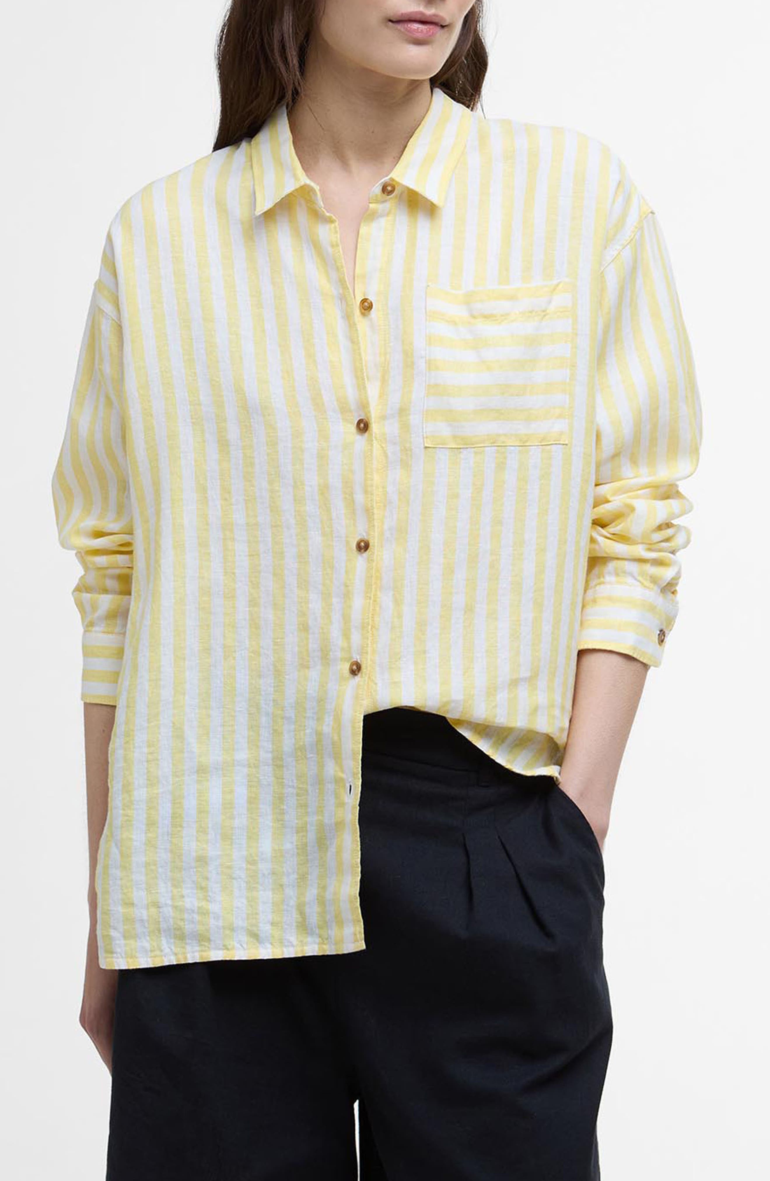Annie Stripe Linen Button-Up Shirt - image 1
