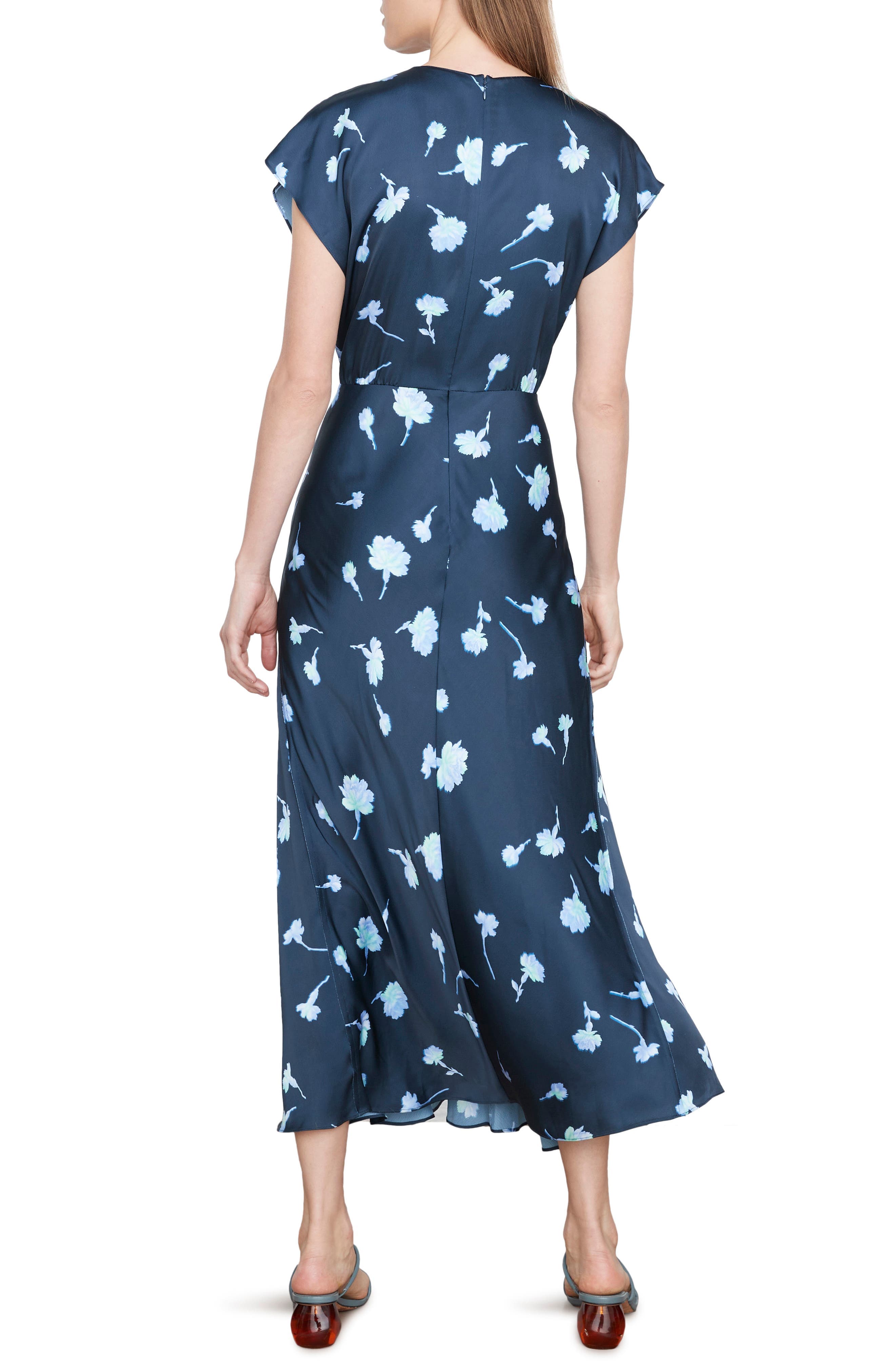 Sea Carnation Floral Satin Midi Dress - image 2