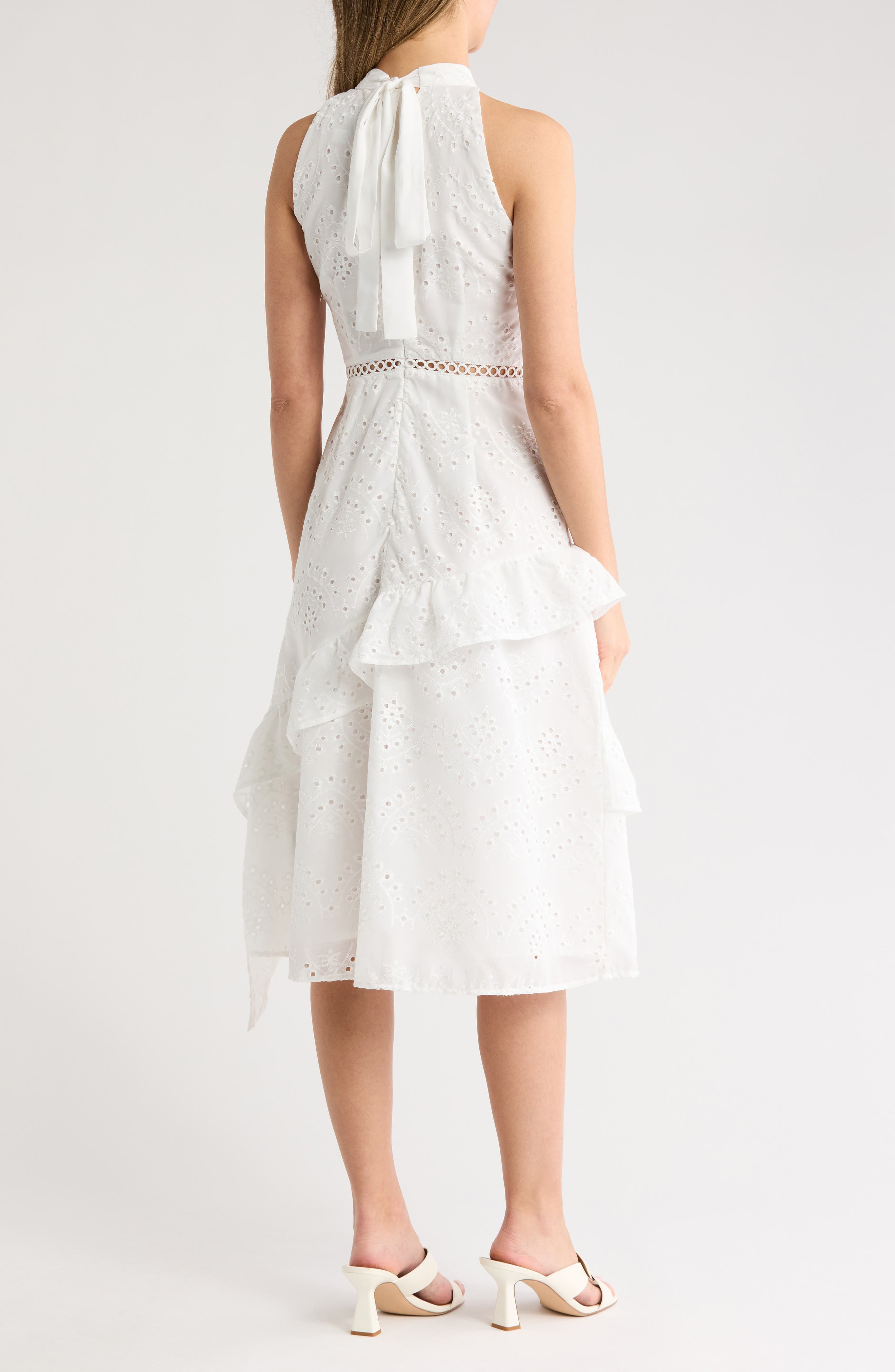 High Neck Eyelet Midi Dress - image 2