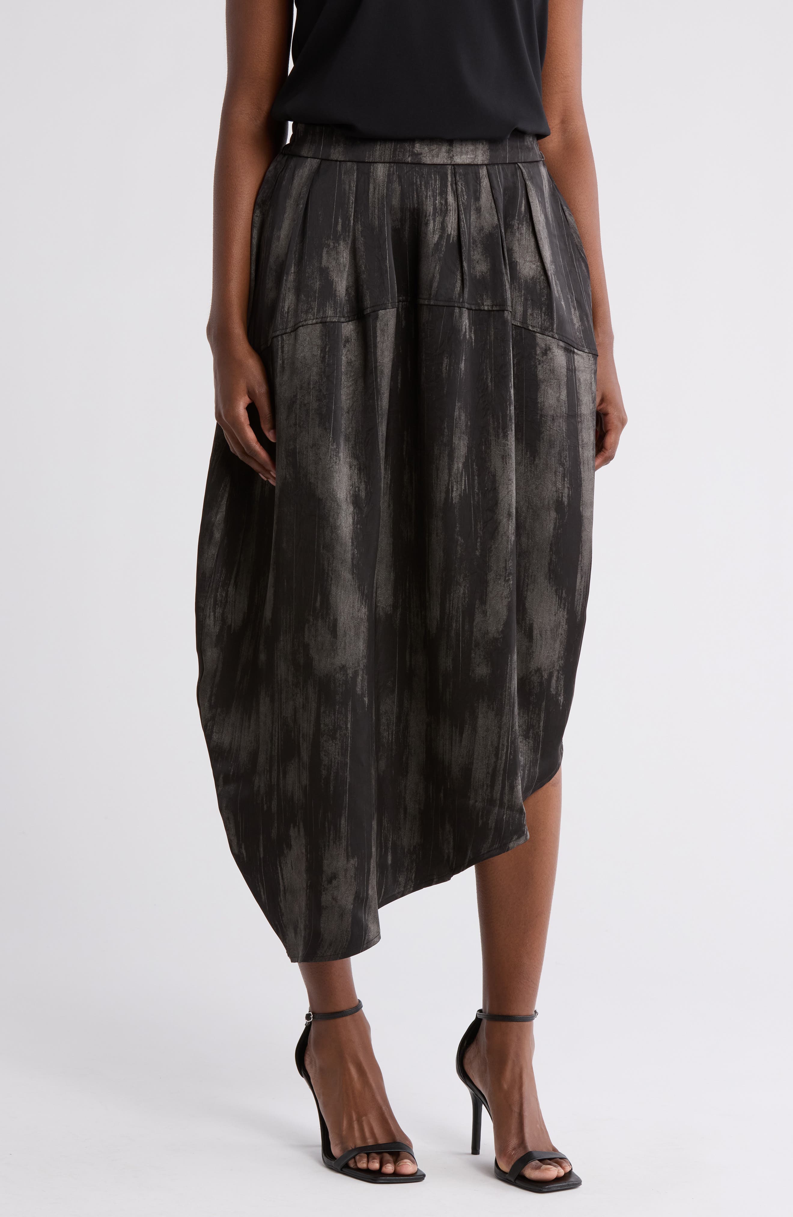 Asymmetric Hem Midi Skirt - image 1