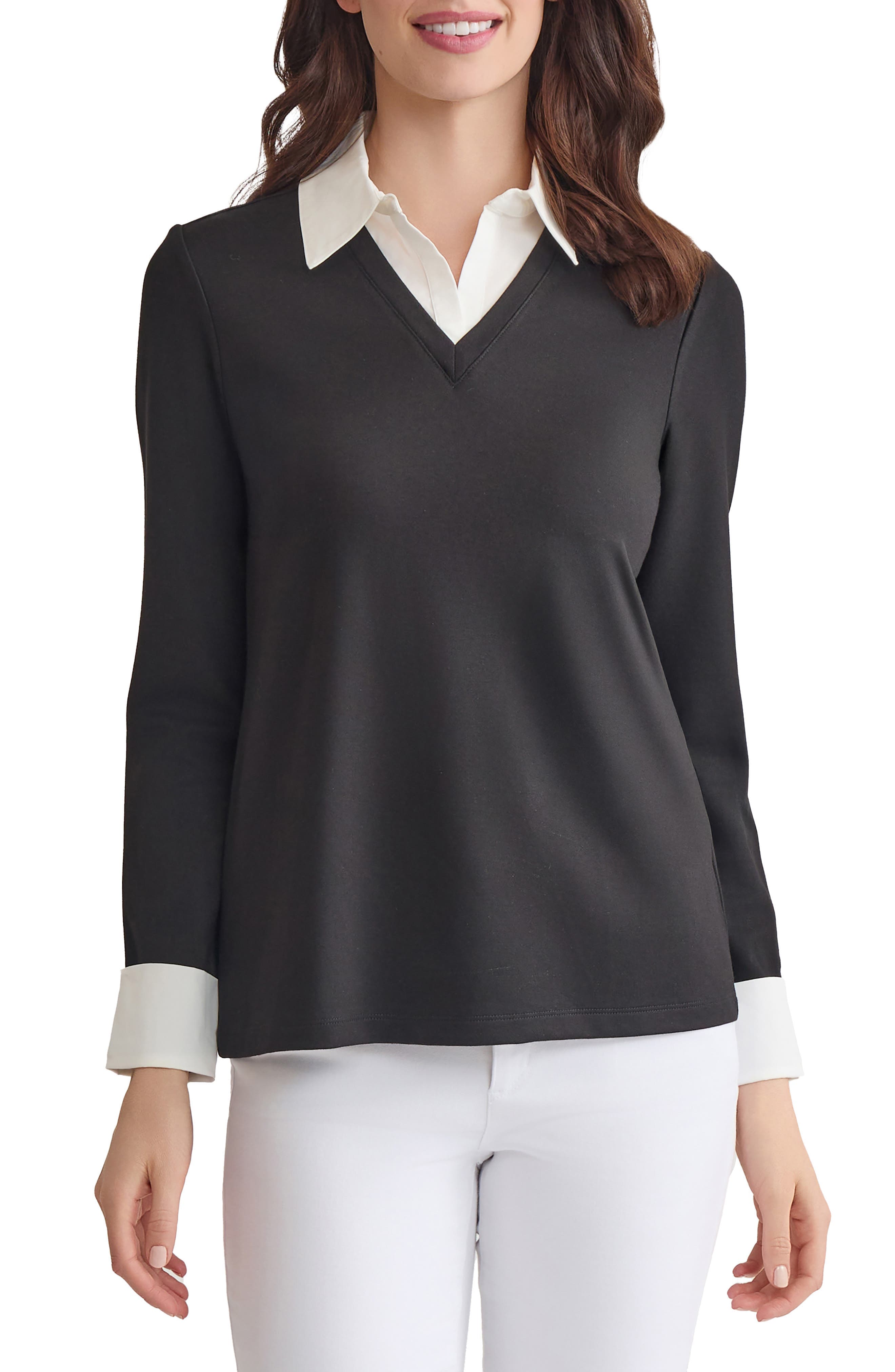 Layered Look Long Sleeve Top - image 1