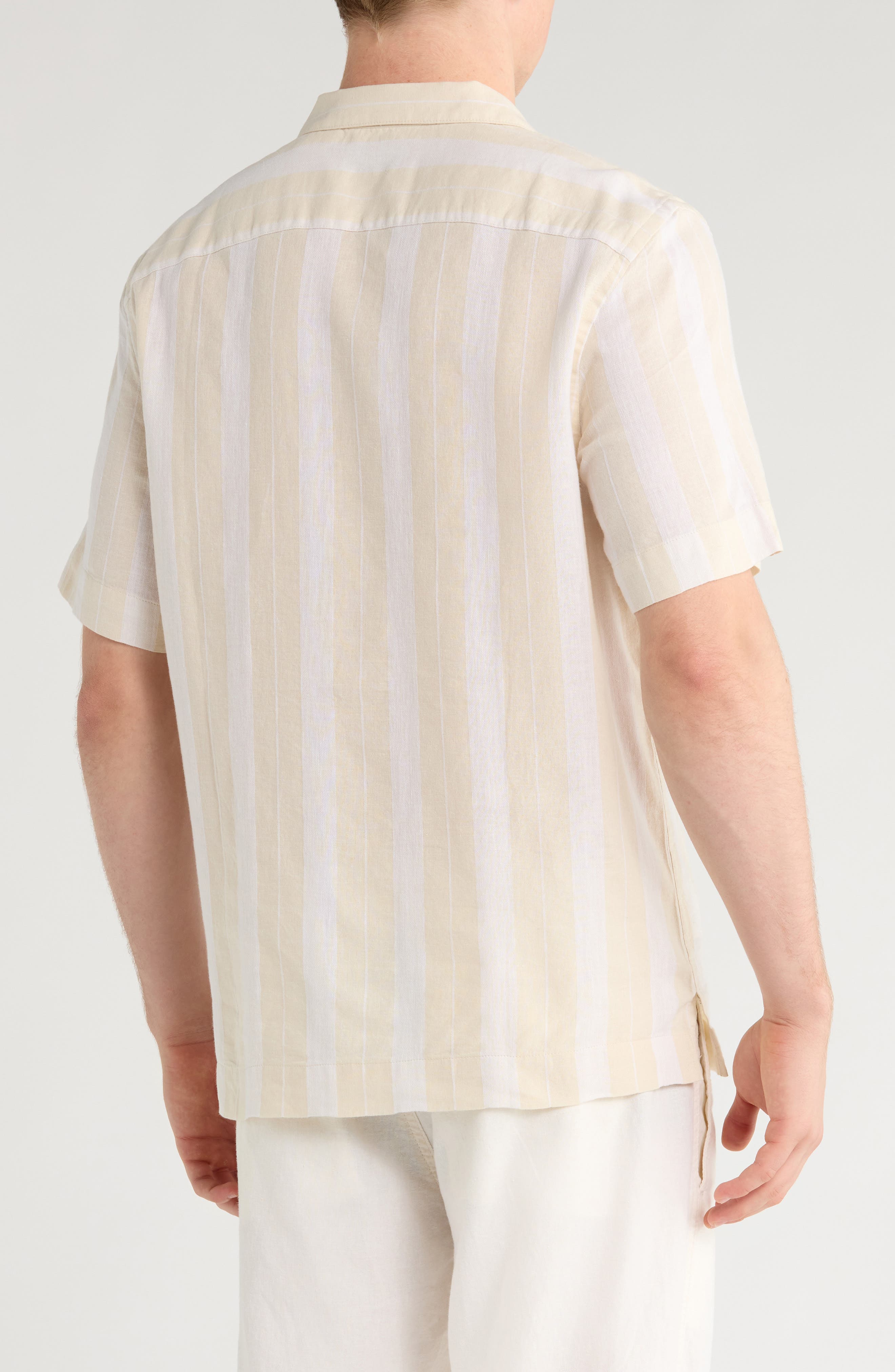 Vertical Stripe Linen & Cotton Camp Shirt - image 2