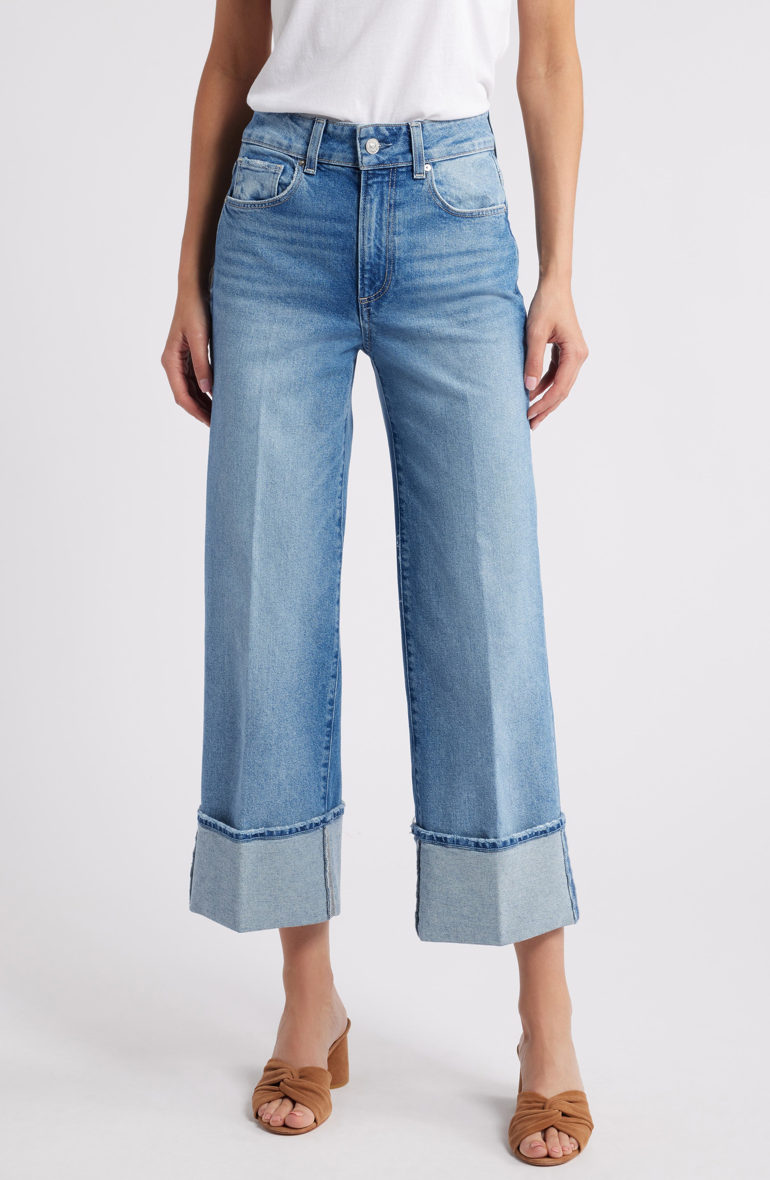 Sasha Cuffed High Waist Ankle Wide Leg Jeans - image 1