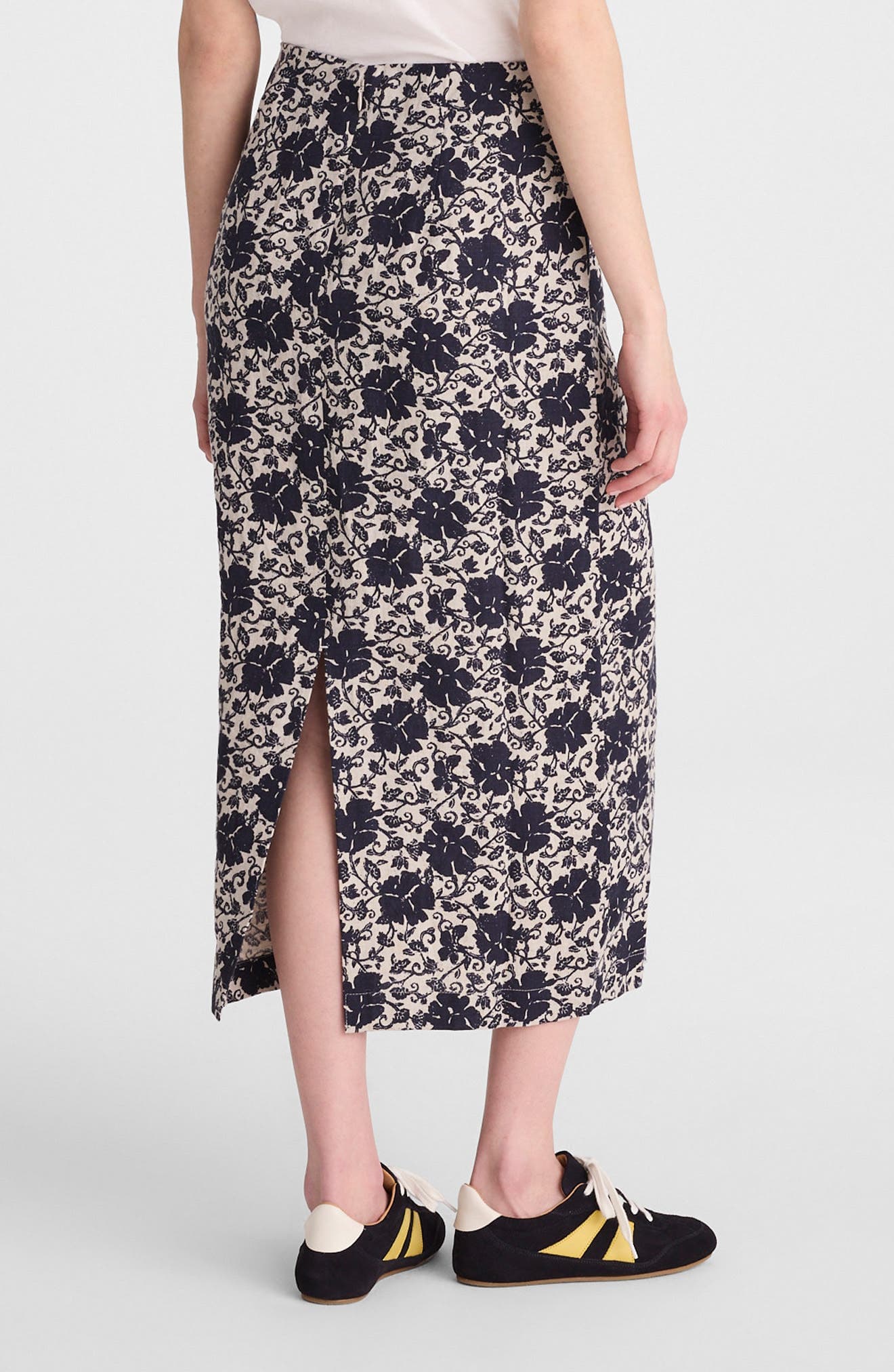 Floral Print Linen Midi Skirt - image 2