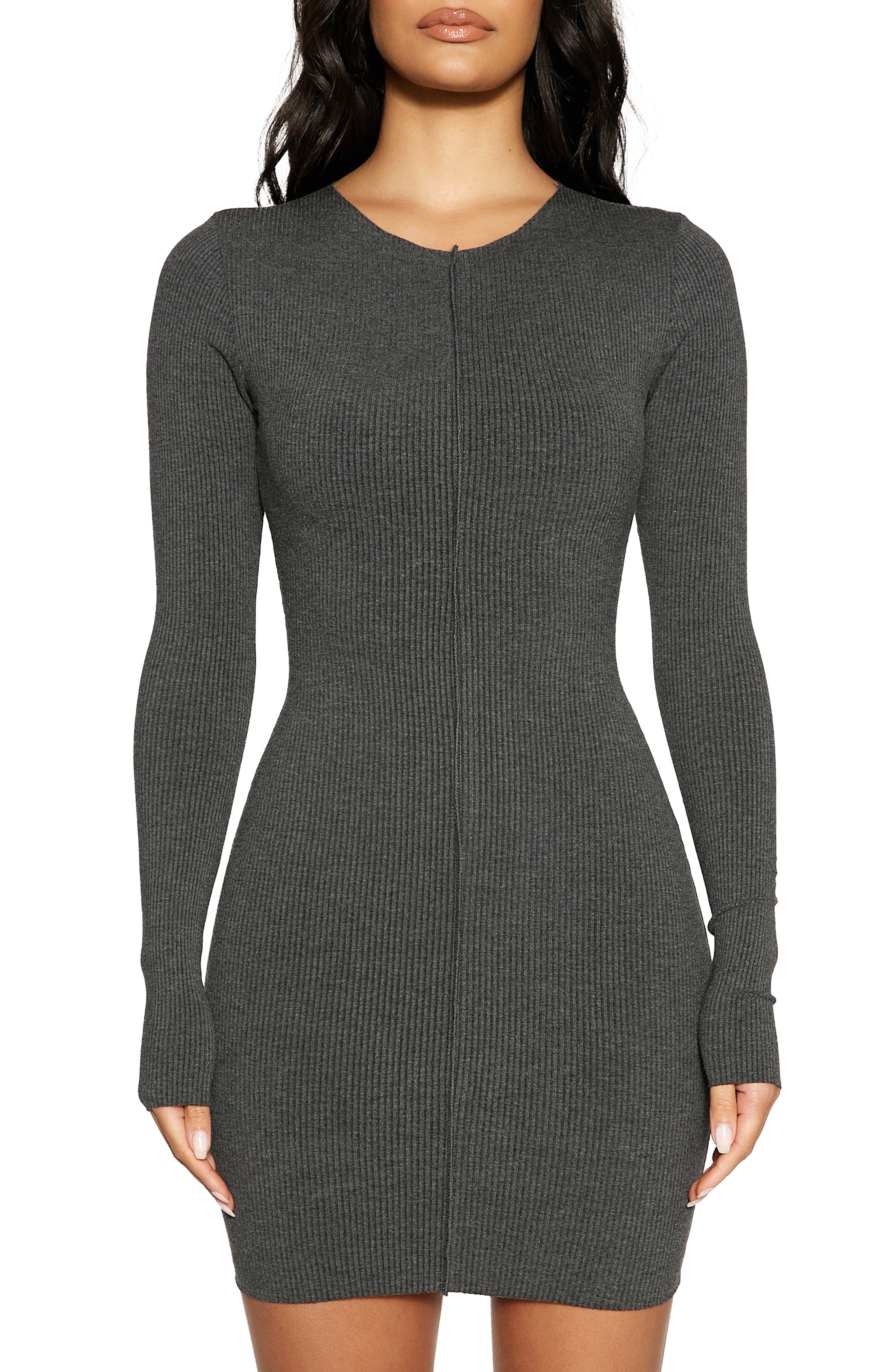 Snatched Vibes Long Sleeve Rib Knit Minidress - image 1