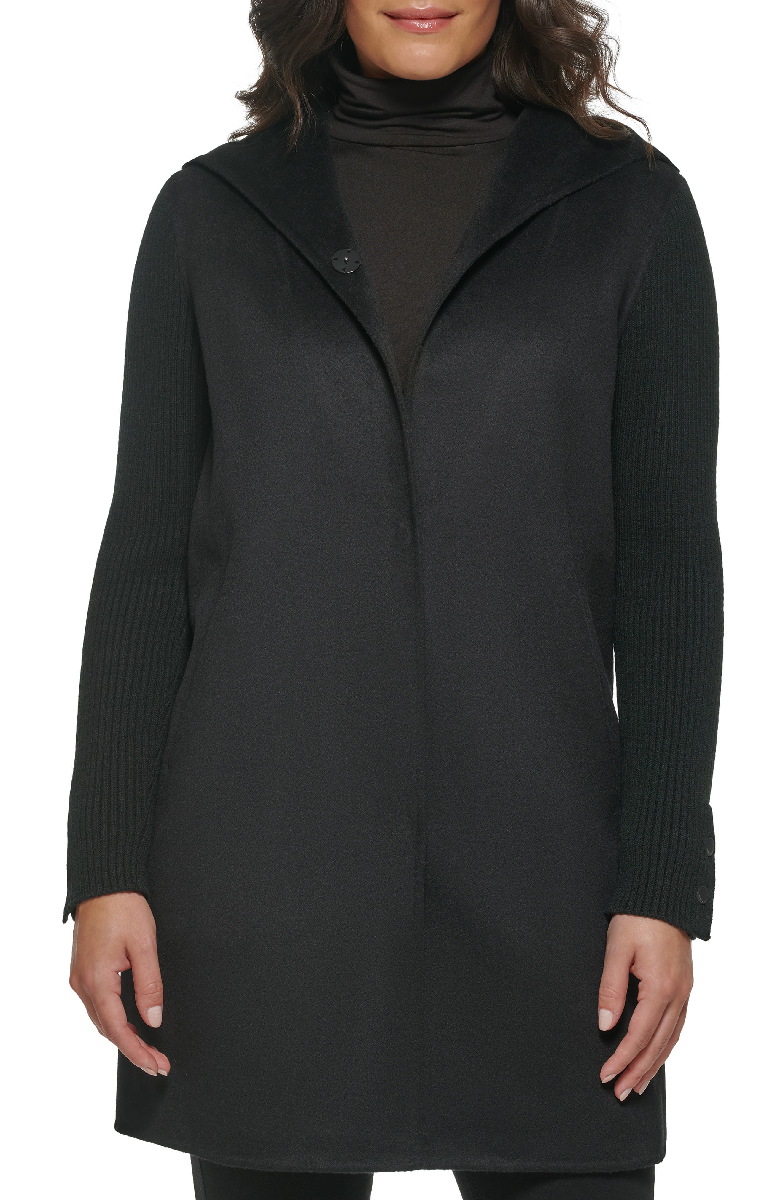 Double Face Wool Blend Hooded Coat - image 1