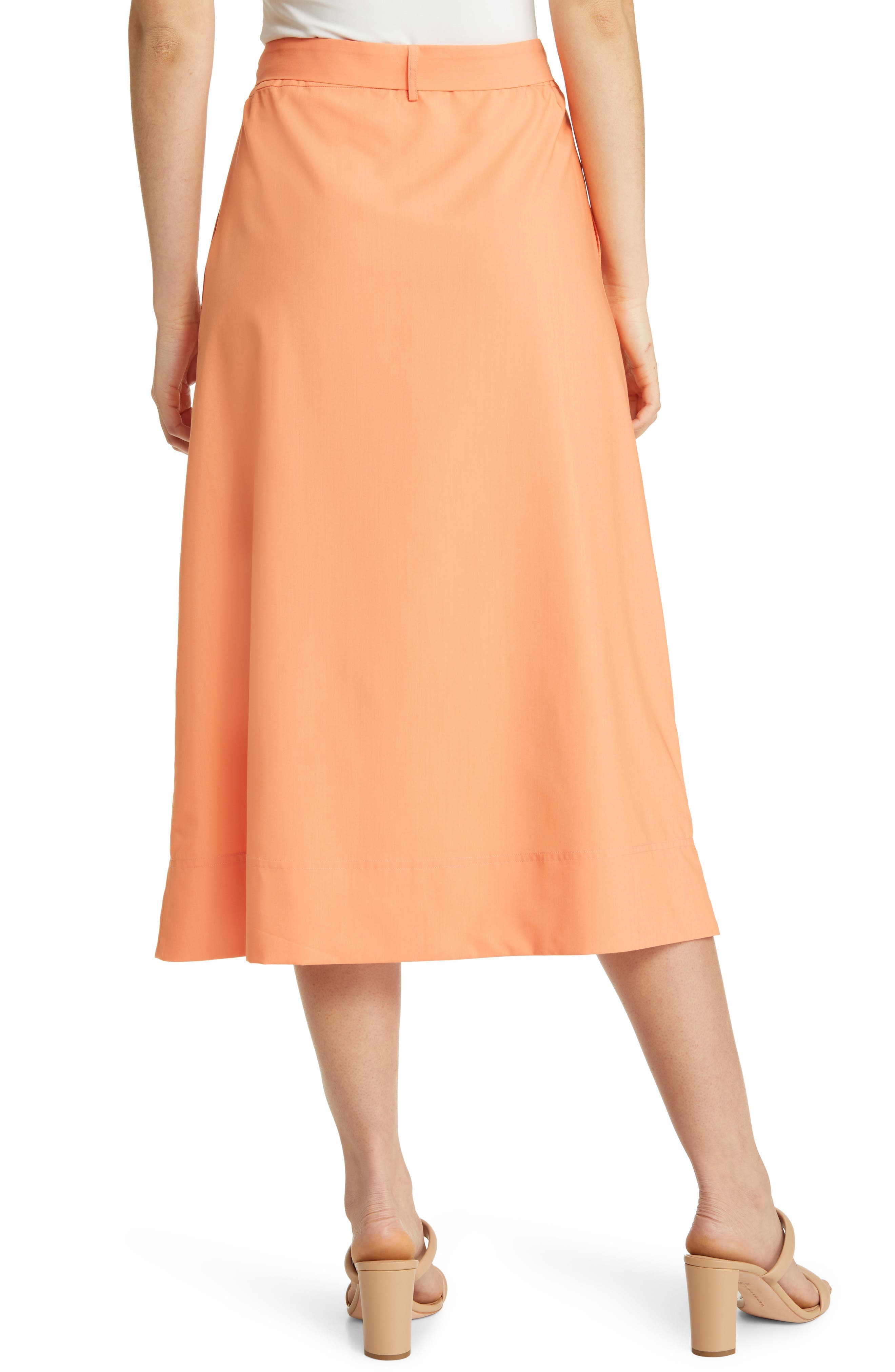 Belted Patch Pocket A-Line Midi Skirt - image 2