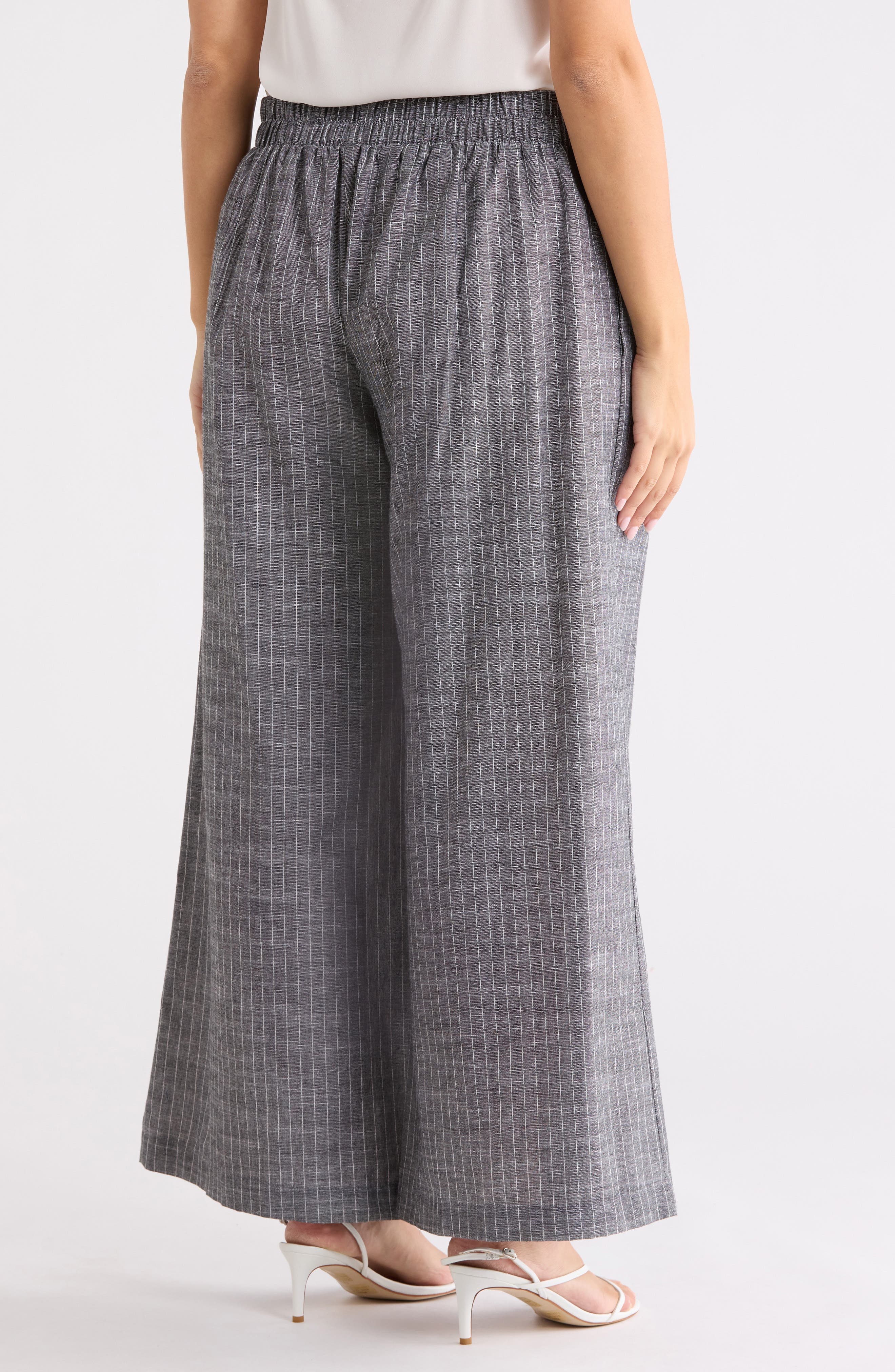 Stripe Cotton & Linen Wide Leg Pants - image 2