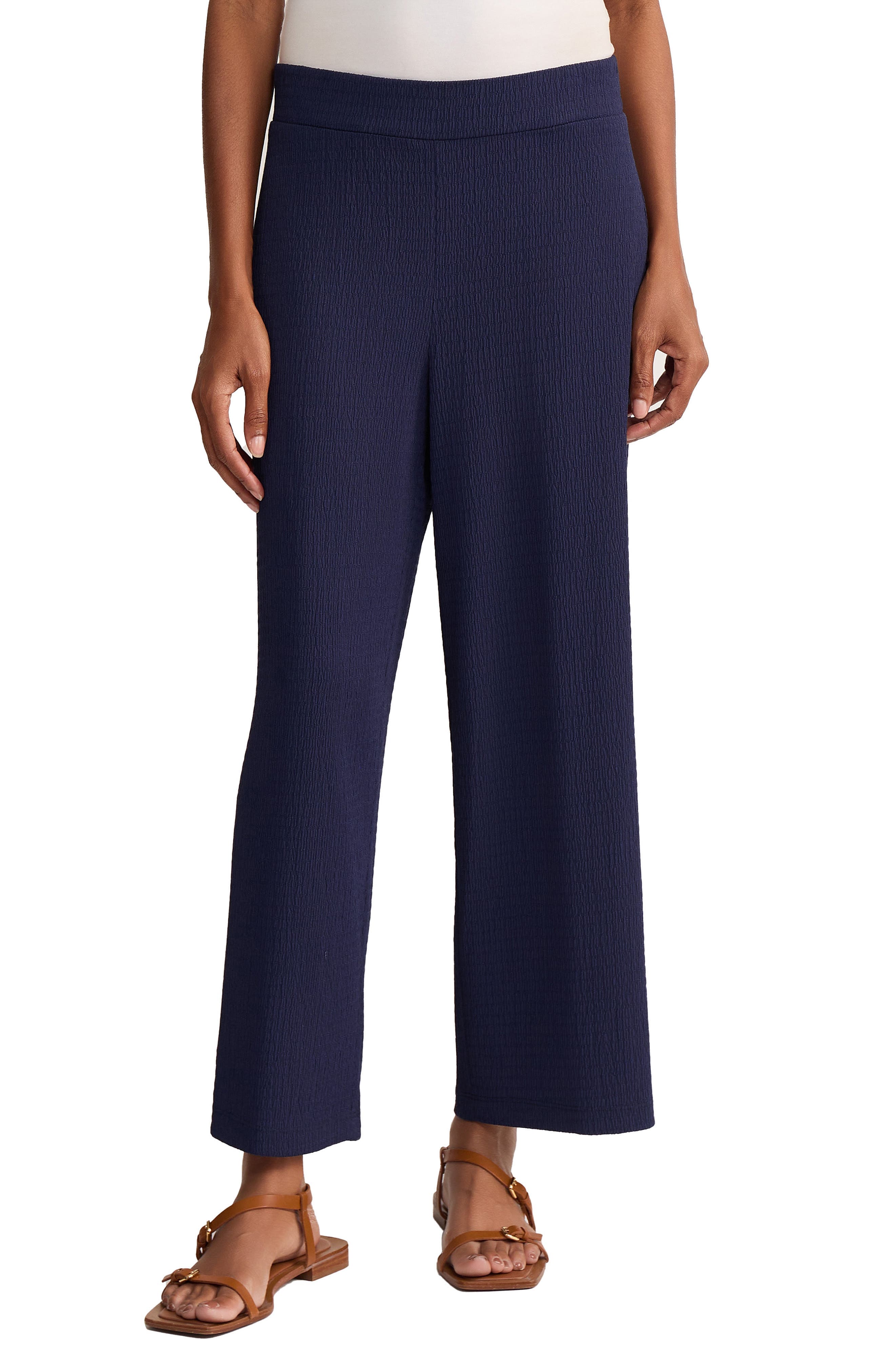 Crinkled High Waist Crop Wide Legs Pants - image 1