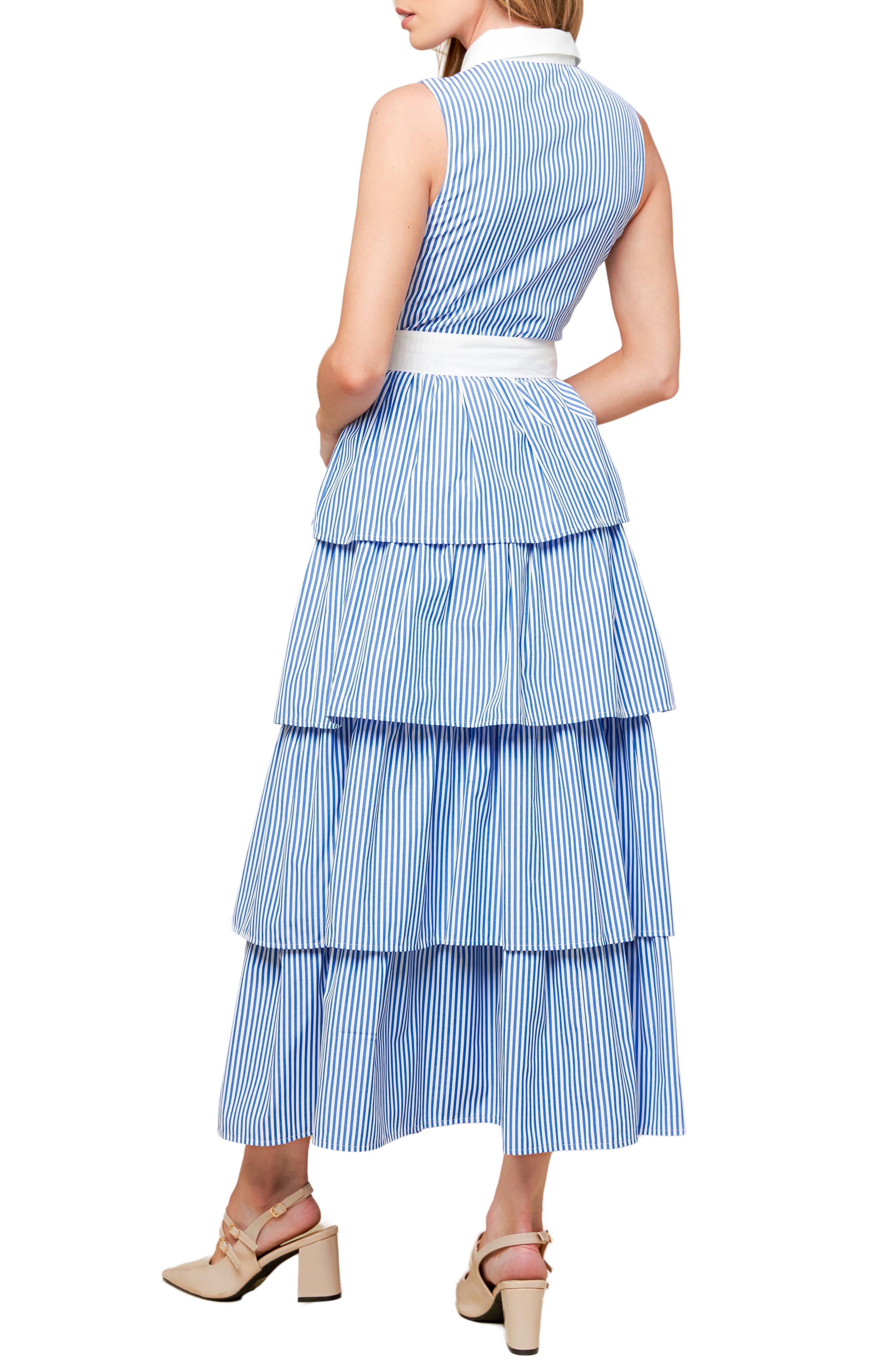 Stripe Sleeveless Tiered Maxi Shirtdress - image 2
