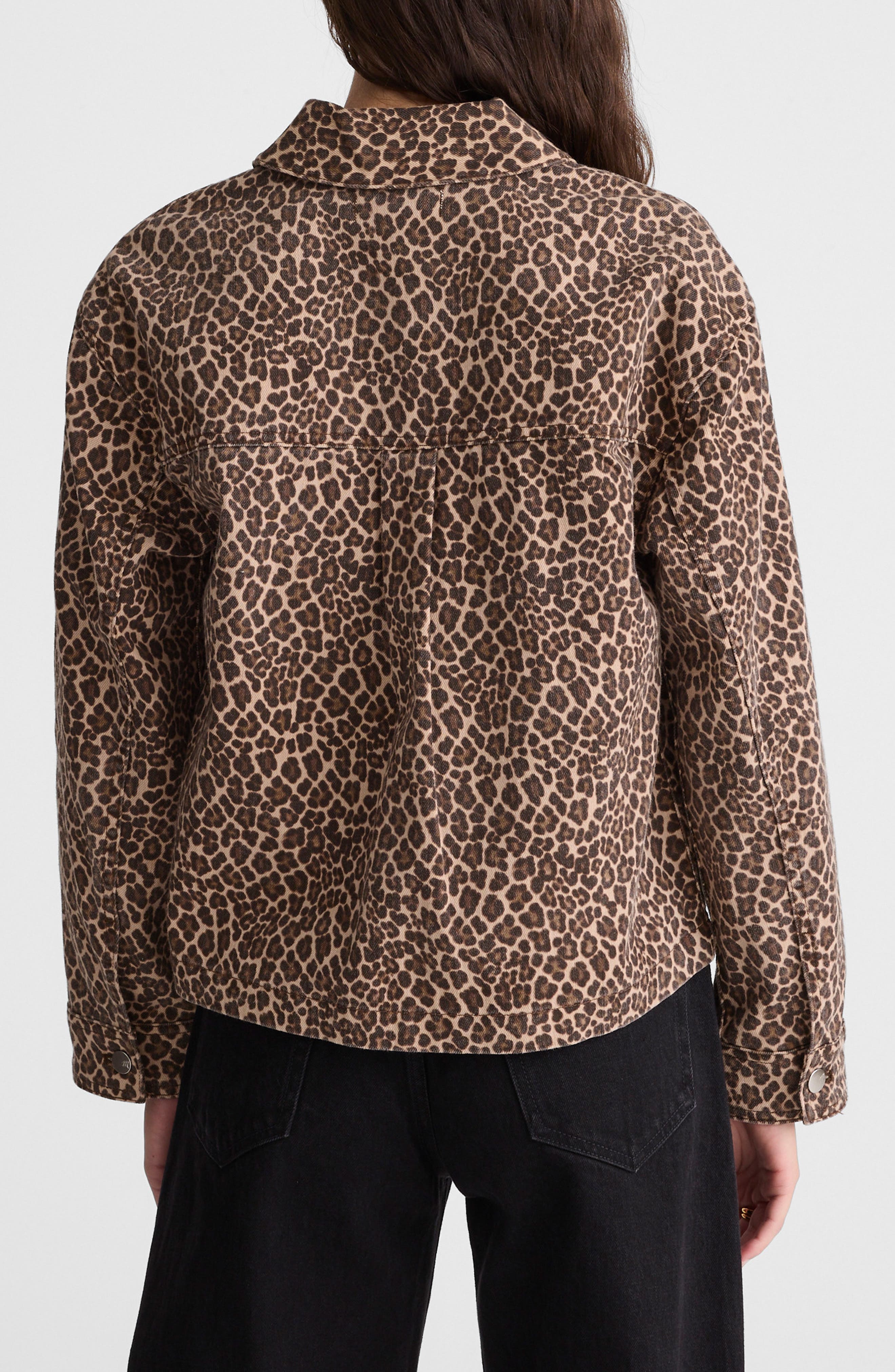 Leopard Print Denim Trapeze Jacket - image 2