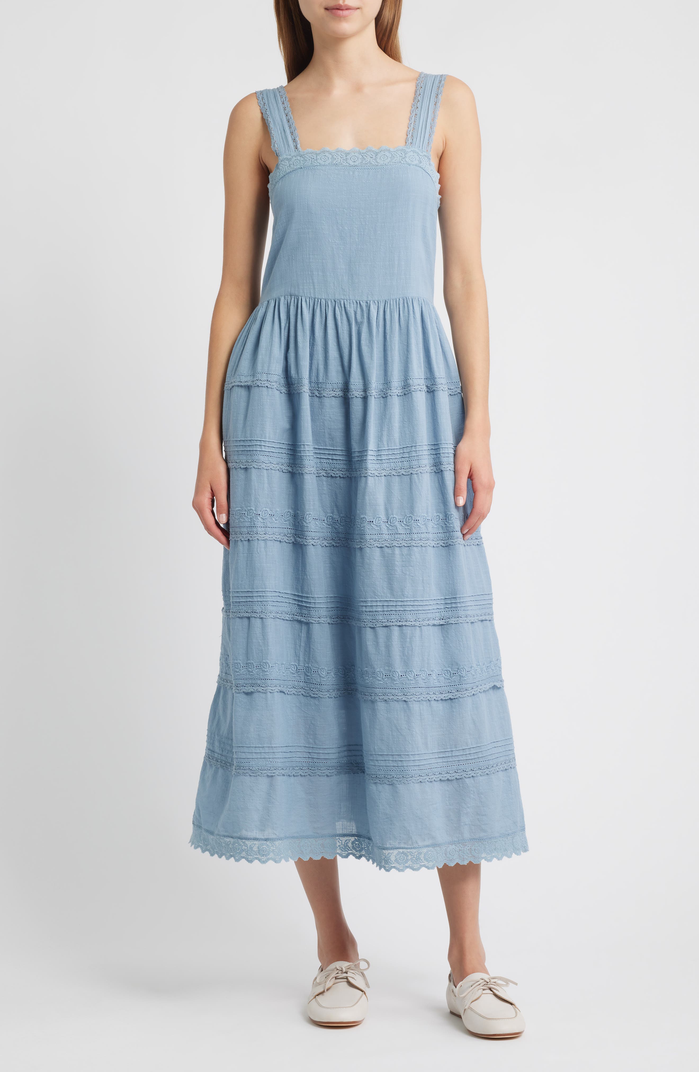 Reverie Embroidered Tiered Cotton Sundress - image 1