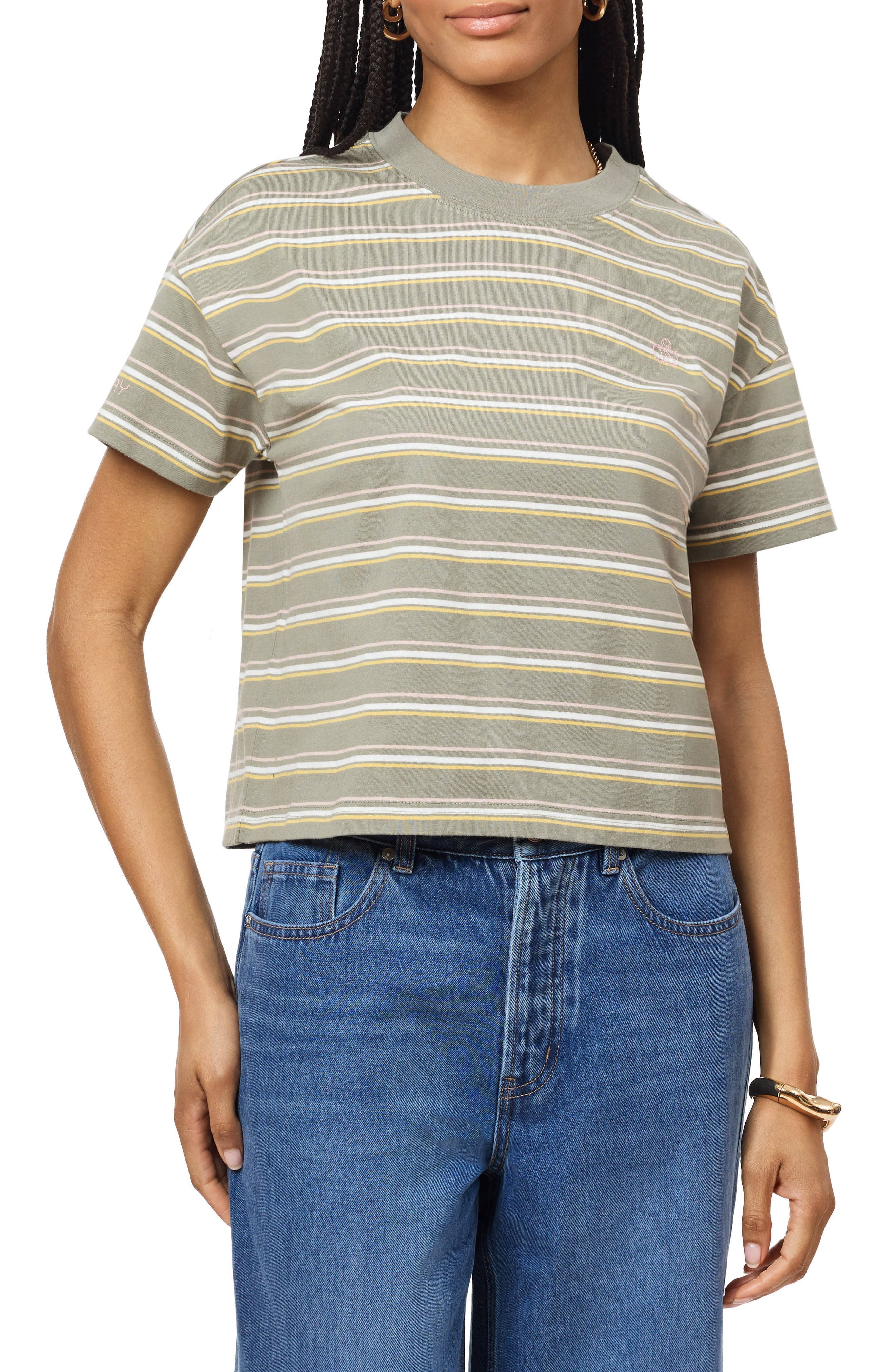 Boxy Yarn Dye Stripe T-Shirt - image 1