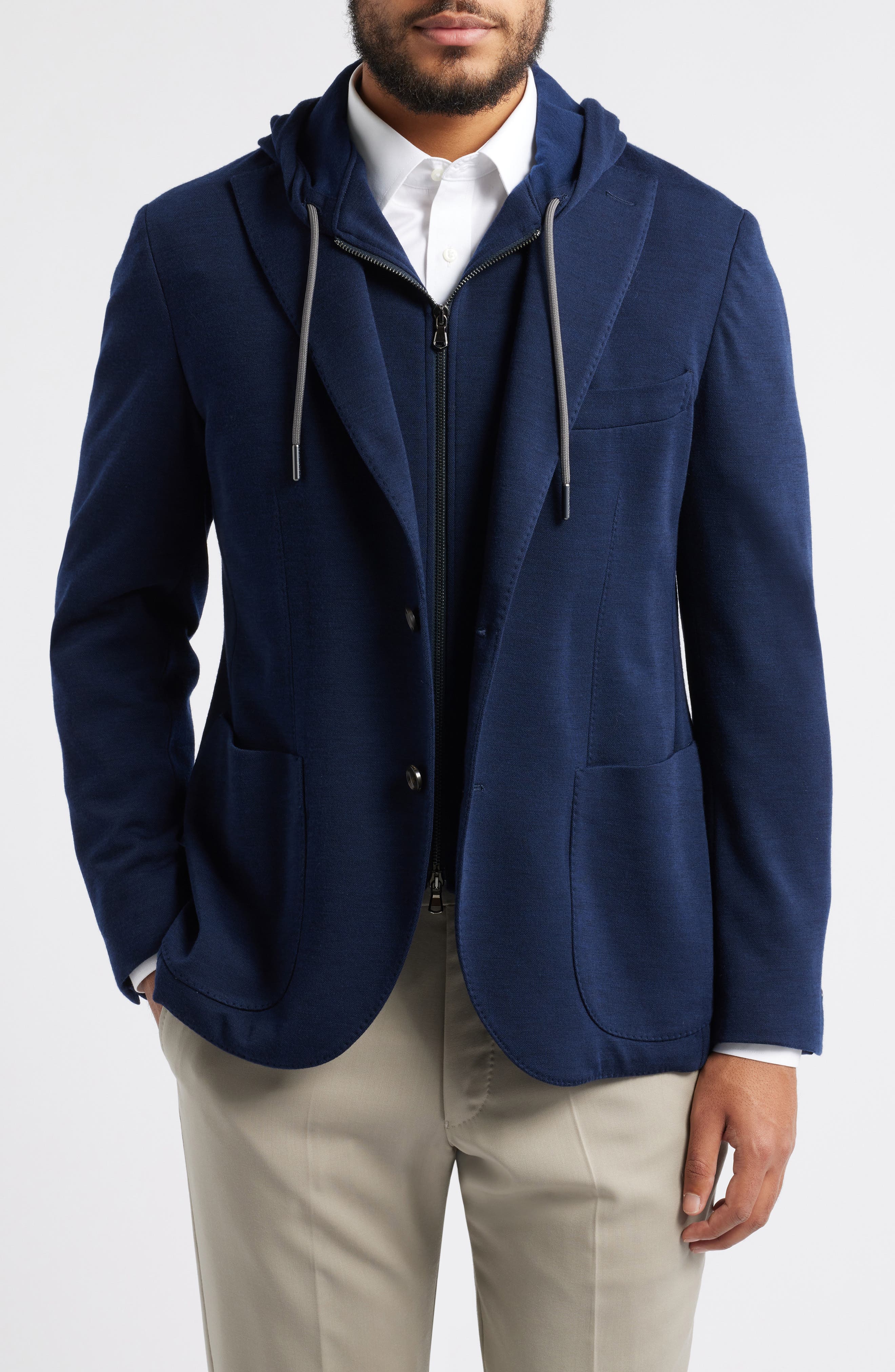 Wolsey Wool Sport Coat with Removable Zip Hoodie Bib - image 1