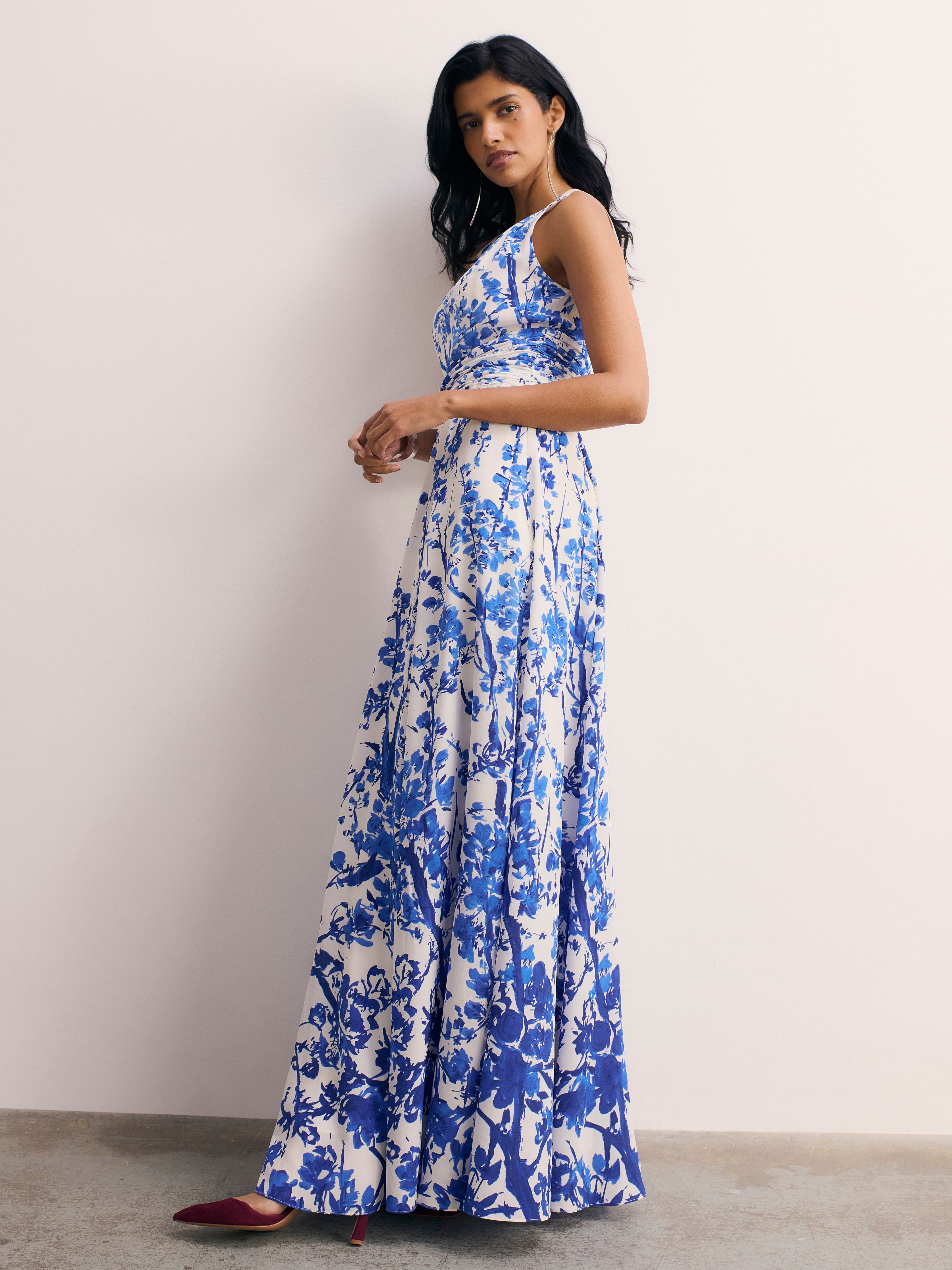 Oria Floral Print Silk Maxi Dress - image 2