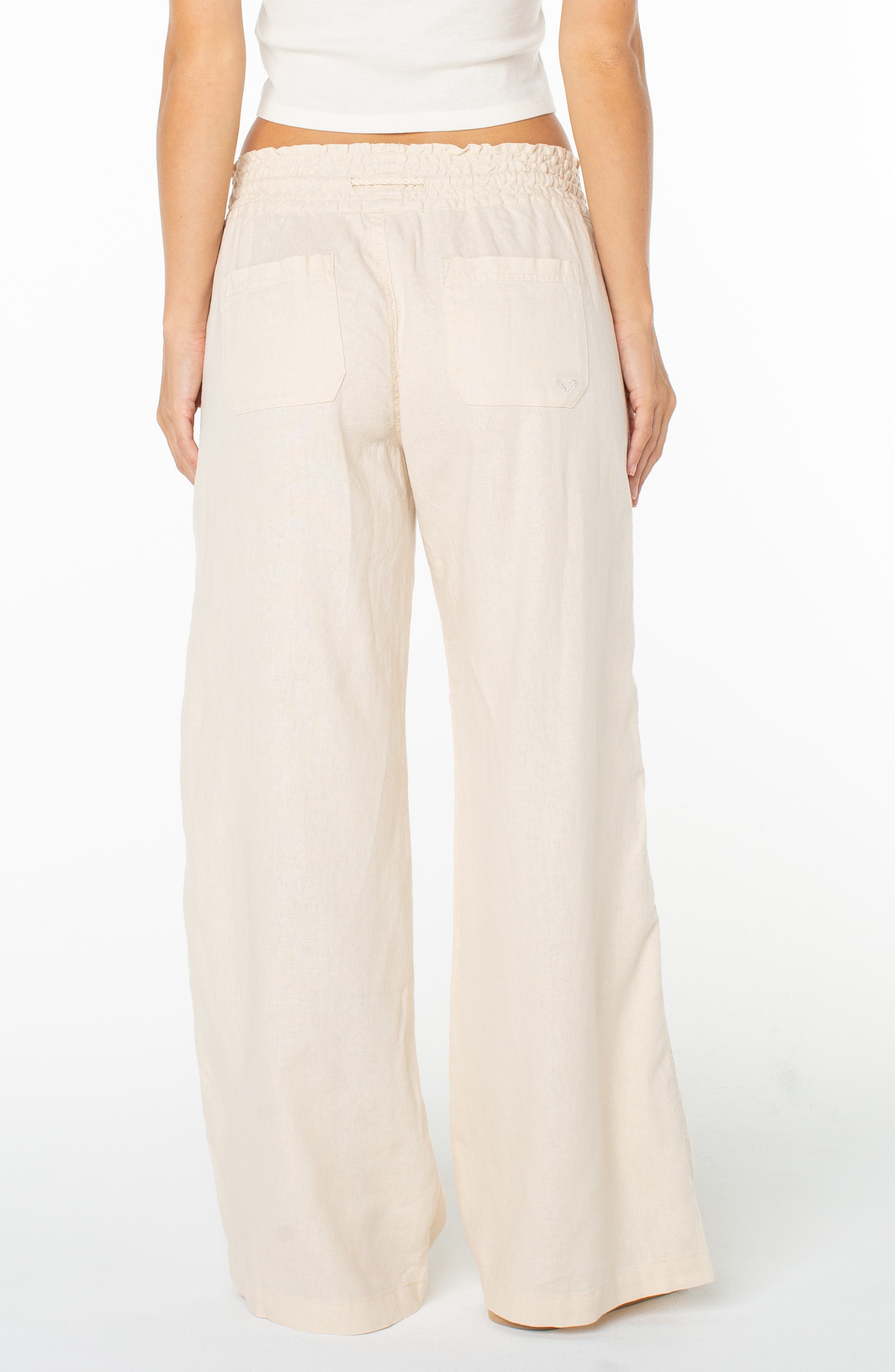Oceanside Wide Leg Linen Blend Drawstring Pants - image 4