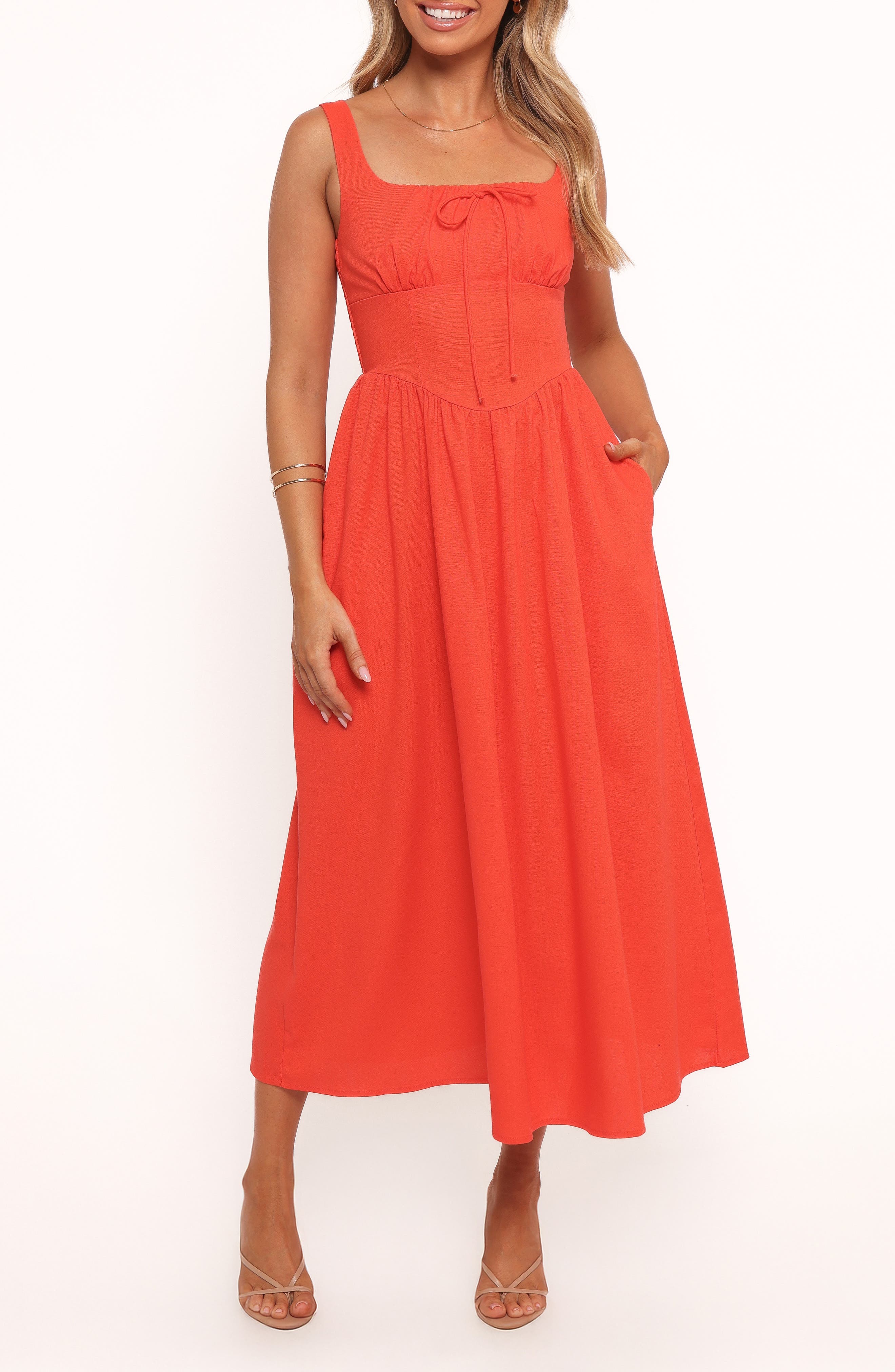 Kinslee Corset Cotton Blend Midi Dress - image 3