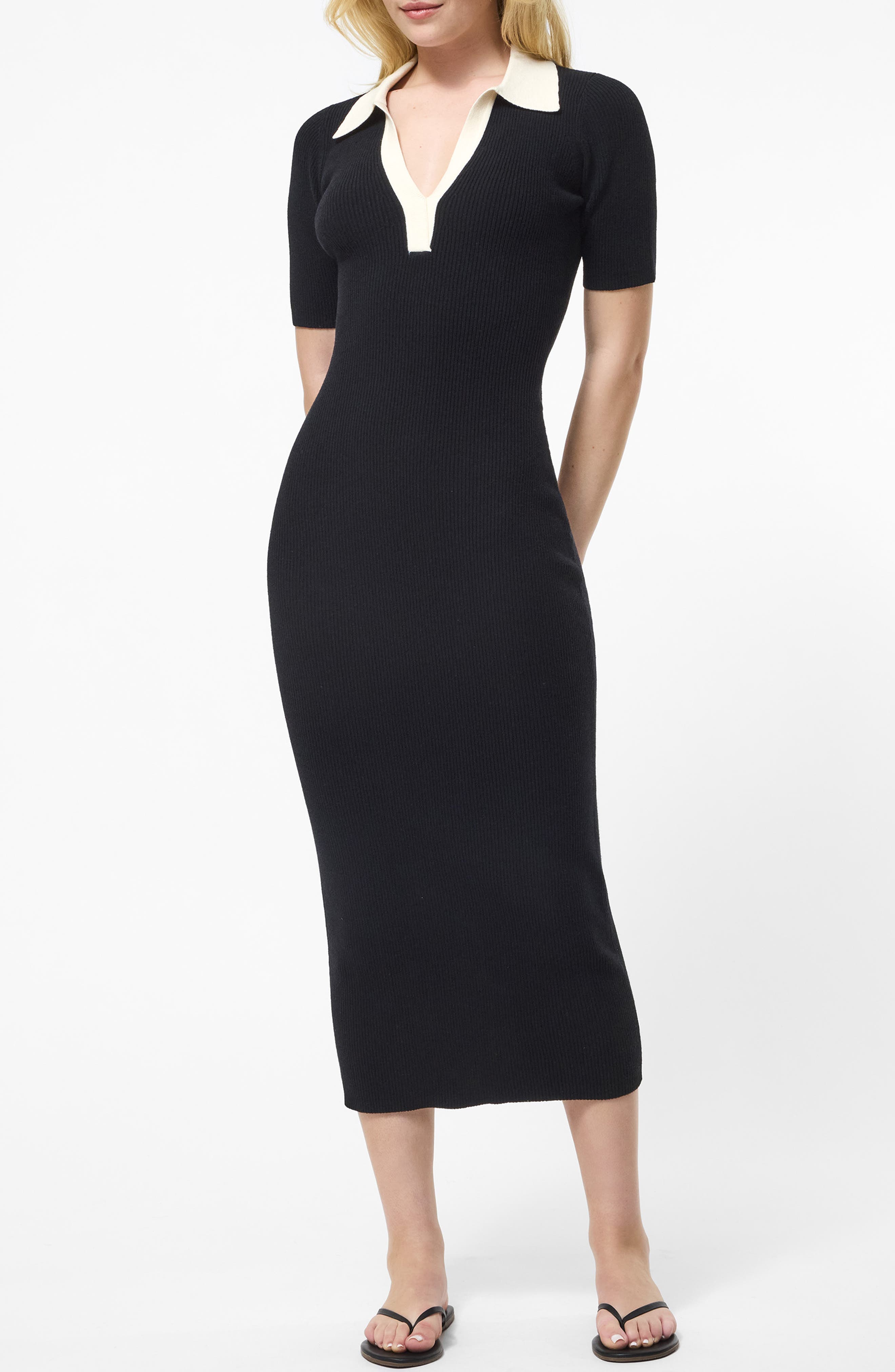 Collar Rib Midi Dress - image 1